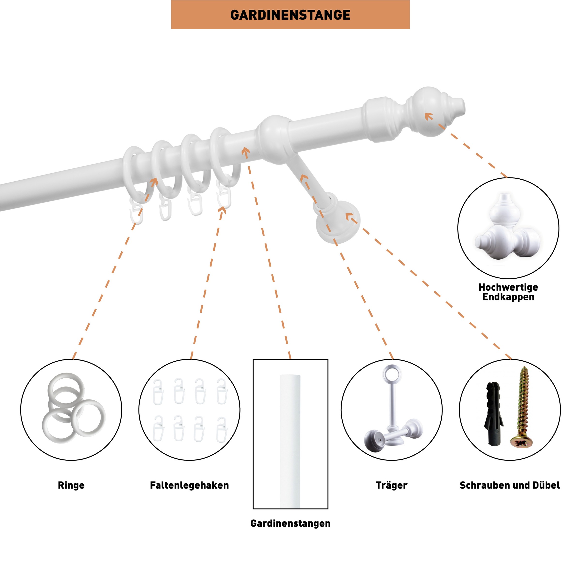 SN DECO GROUP Gardinenstange »Filigrano«, 1 läufig-läufig, Fixmass