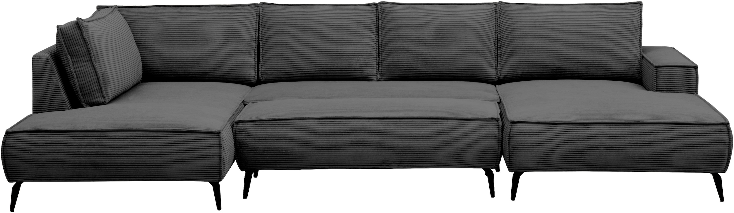 Home affaire Wohnlandschaft »mit Hocker, TVINNU, moderne U-Form in Cord oder Leinenoptik« Recamiere rechts/links, stellbar zum Schlafsofa (Krokodilverbinder)