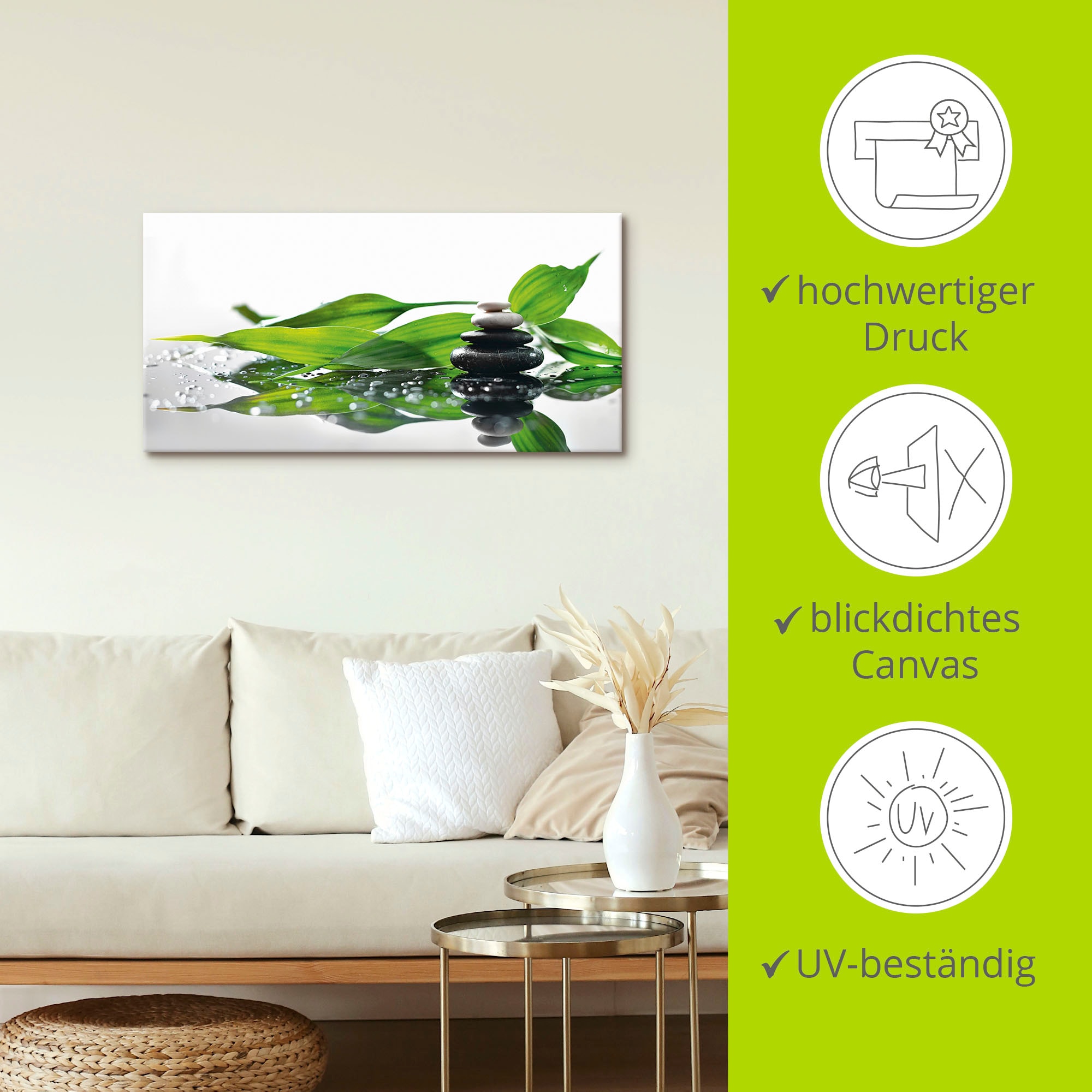 Artland Leinwandbild »Spa mit Steinen und Bambus« Zen 1 Stk. tlg. auf Holzrahmen gespannt