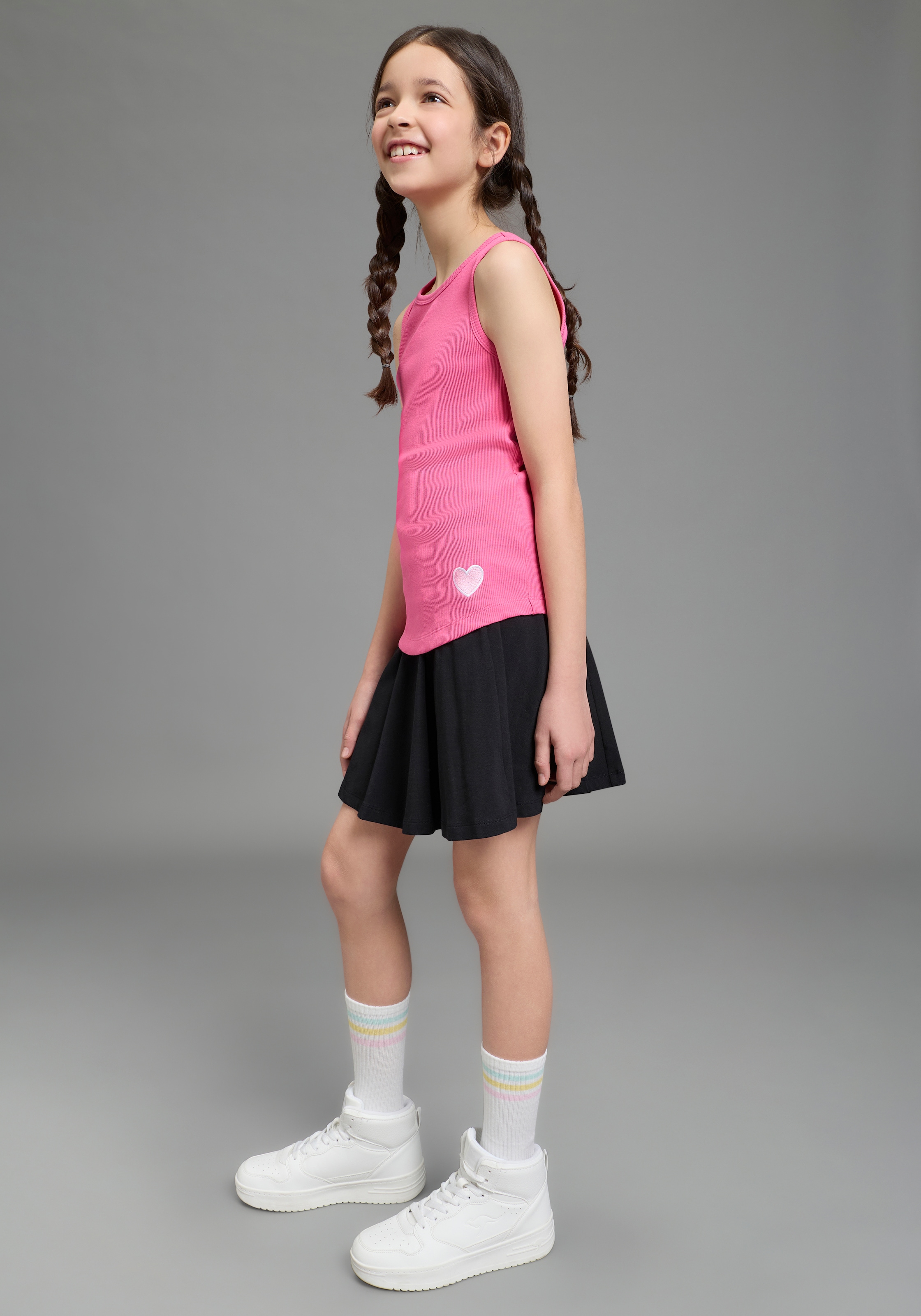 H.I.S Ripptanktop »3er Pack H.I.S Ripp-Tops mit Stickerei für Mädchen« Packung, 3, 3 tlg. für Mädchen, ärmelloses Design, aus Baumwolle, elastische Rippware