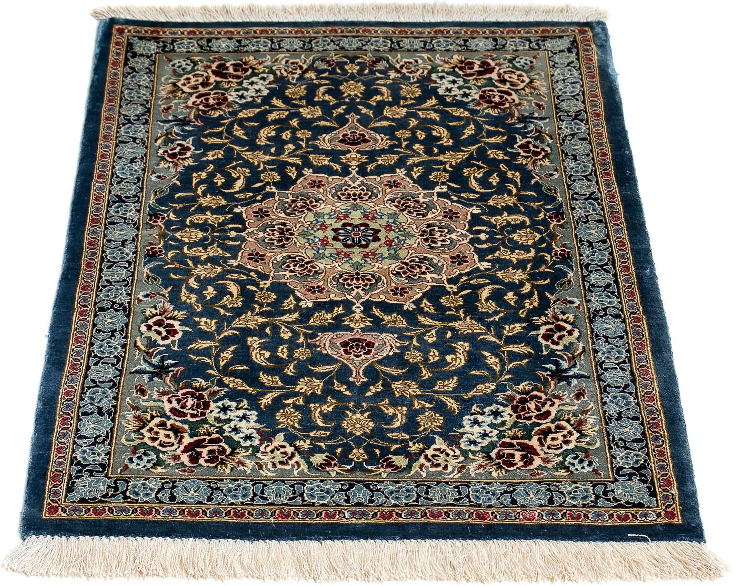 Image of morgenland Orientteppich »Perser - Ghom - 80 x 55 cm - dunkelblau«, rechteckig, 10 mm Höhe, Wohnzimmer, Handgeknüpft, Einzelstück mit Zertifikat bei Ackermann Versand Schweiz