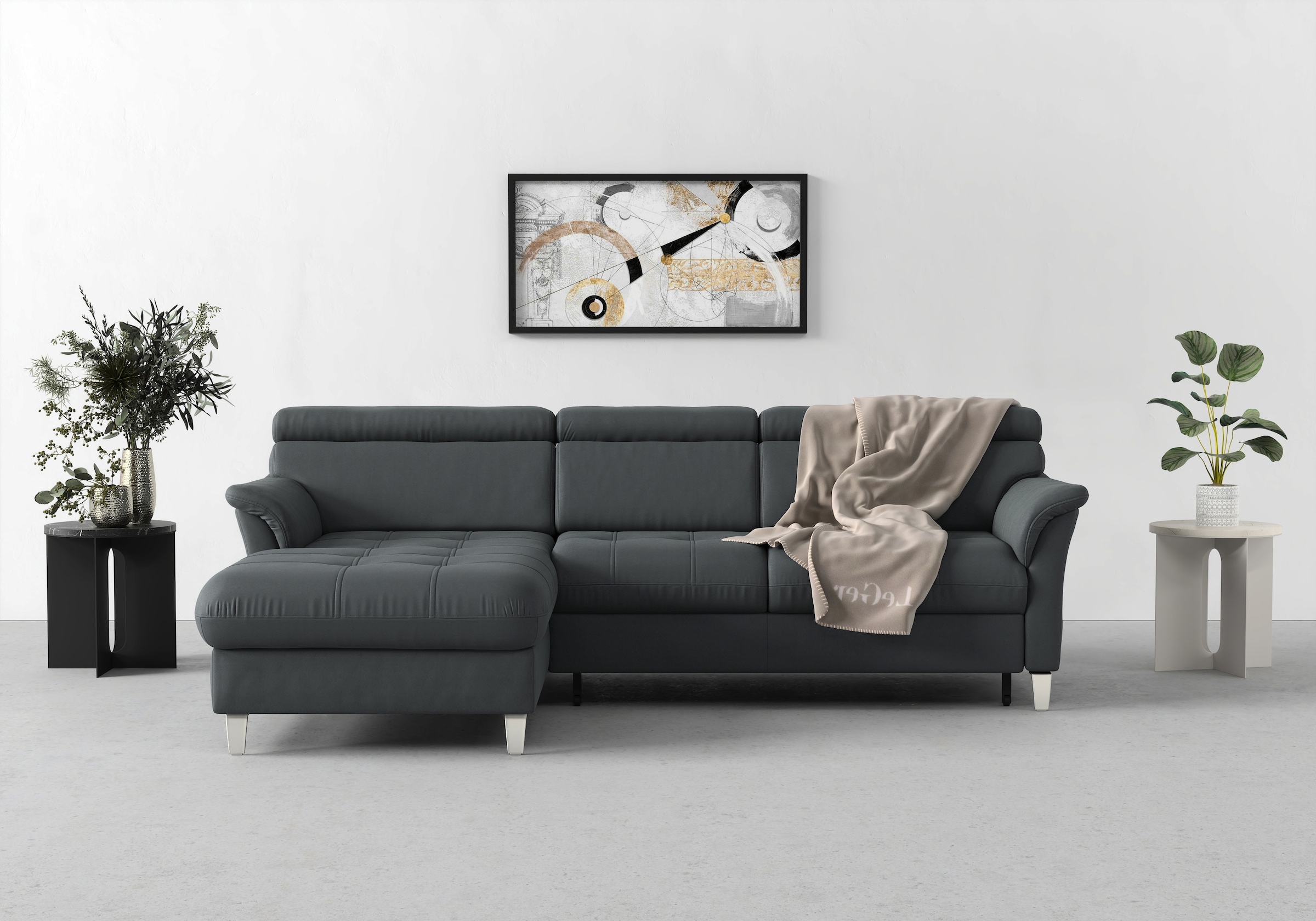 sit&more Ecksofa »Marano L-Form«, inklusive Kopfteilverstellung, wahlweise mit Bettfunktion, Bettkasten