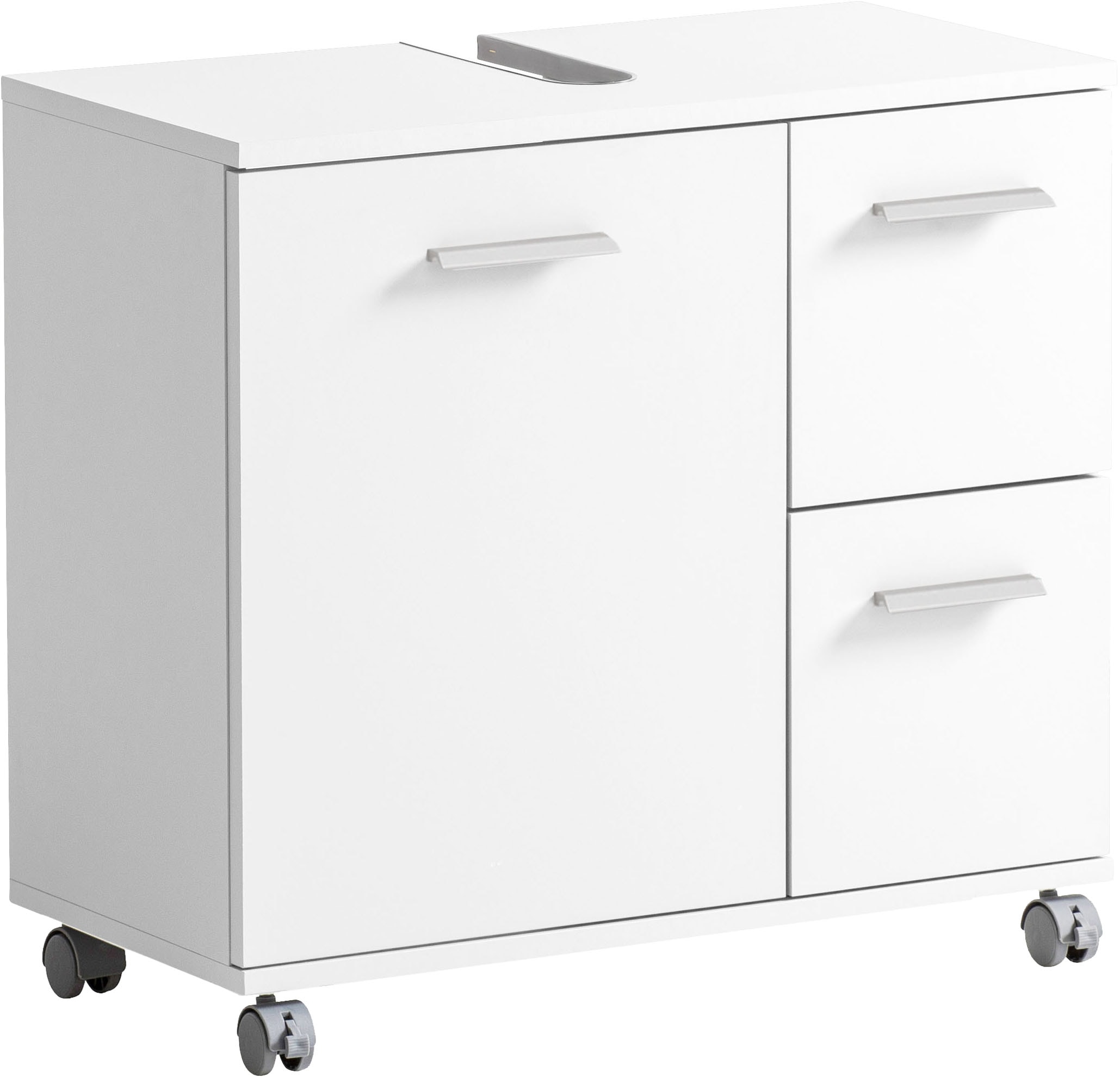 Image of welltime Waschbeckenunterschrank "Emmi, Breite 65 cm, Made in Germany" auf Rollen, Siphonausschnitt, Metallbeschläge