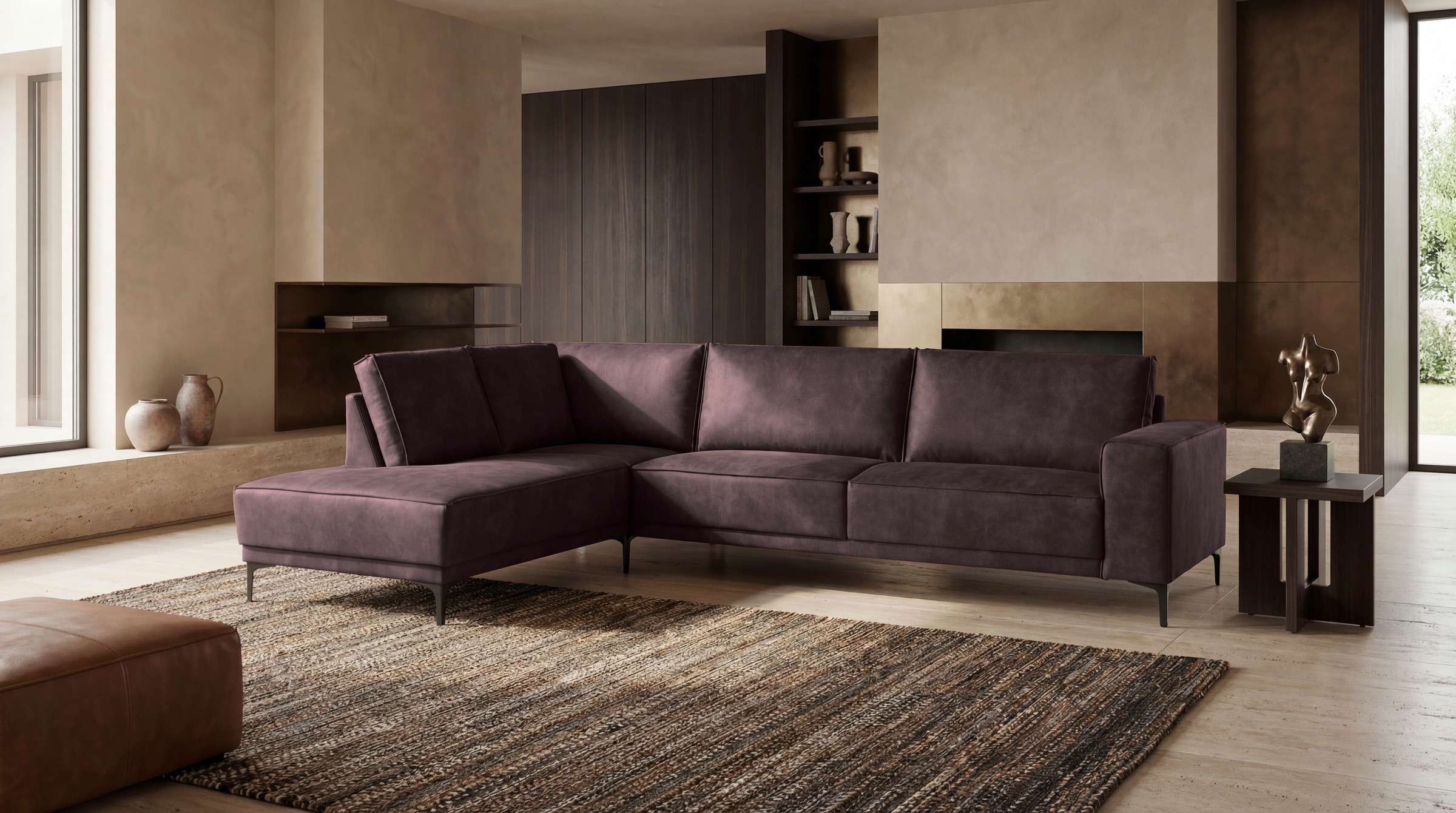 GOODproduct Ecksofa »OLAND Luxus-Microfaser L-Form, B: 289 cm, Skandi-Design« Struktur, Flachgewebe, Luxus-Microfaser, Boucle
