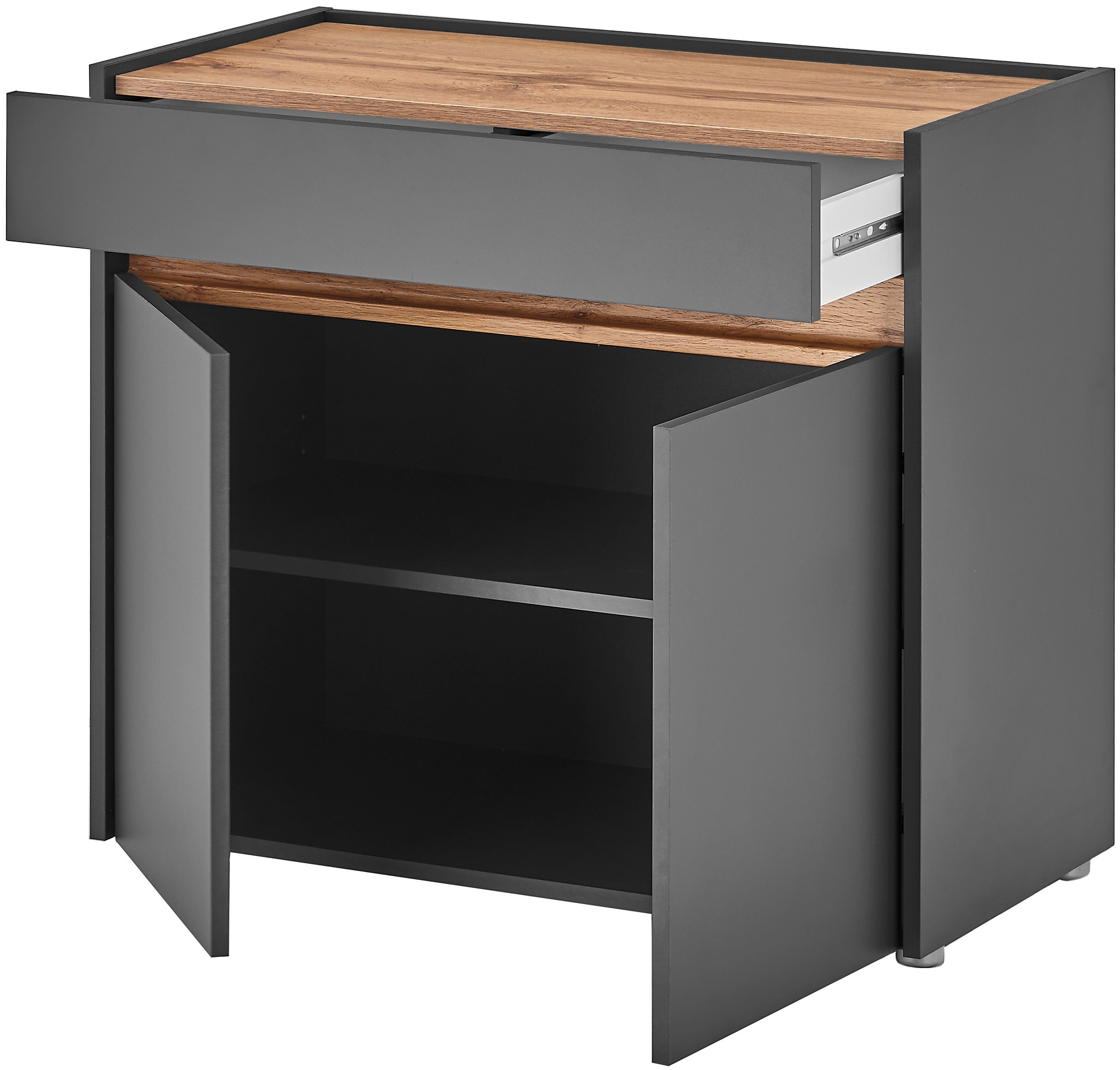 INOSIGN Garderoben-Set »GIRON/ CiTY, Garderobe in Wotan Eiche, moderner Garderobenschrank«, (Komplett-Set, 4 St.), enthält Kommode, Spiegel, Paneel & Schuhbank +Sitzkissen, 190 cm breit