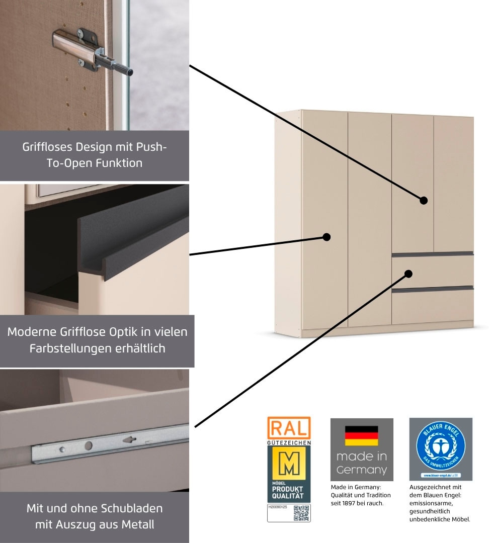 rauch Armoire à portes battantes »Kleiderschrank Schrank Garderobe COSTA in den Breiten 91/136/181 cm« En 3 configurations BASIC/CLASSIC/PREMIUM,  beaucoup d’espace, façade sans poignées et fonction push-to-open MADE IN GERMANY
