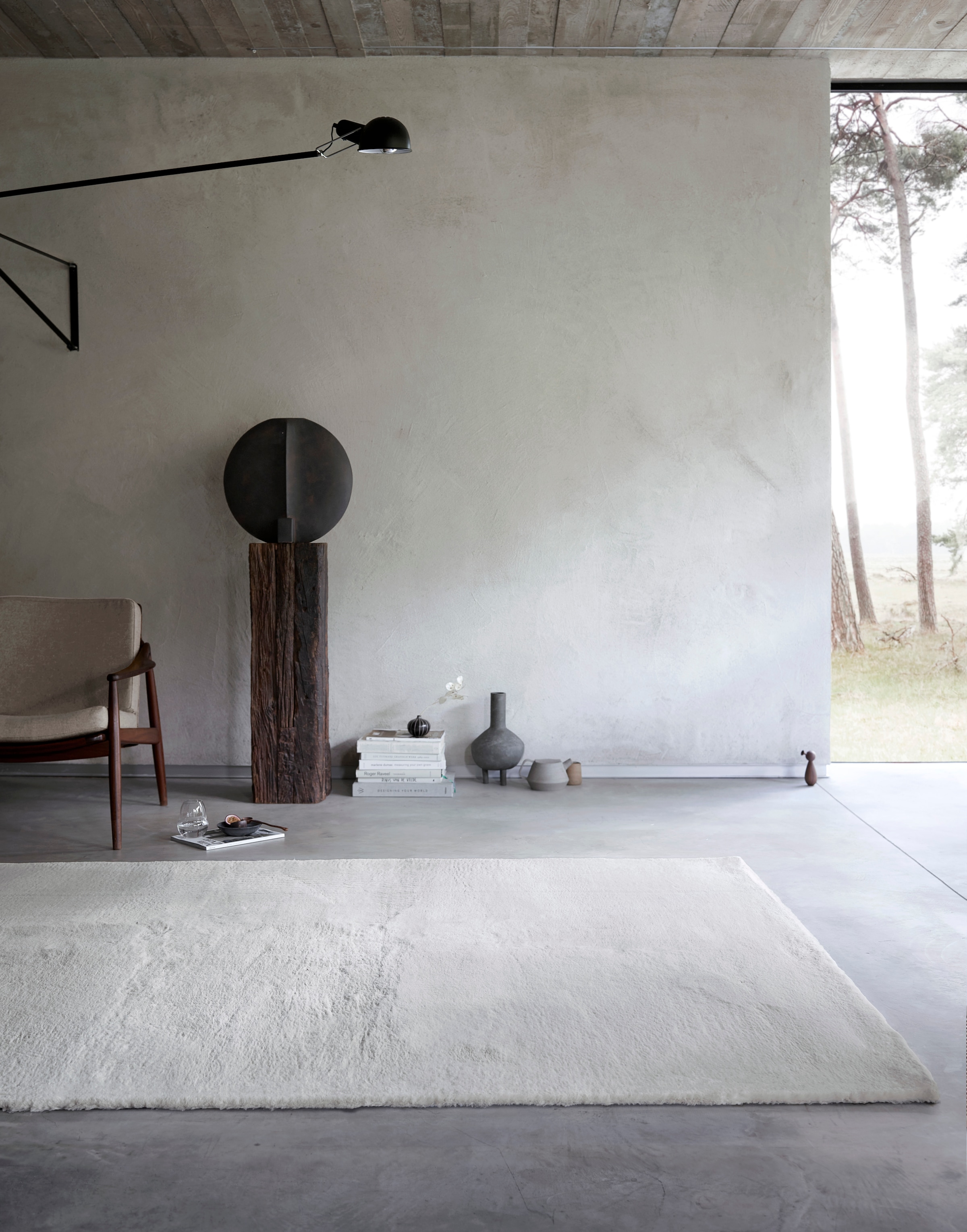 Wecon home Basics Hochflor-Teppich »Anna«, rechteckig, 25 mm Höhe, Wohnzimmer, Schlafzimmer, Felloptik, sehr weich und flauschig, Uni