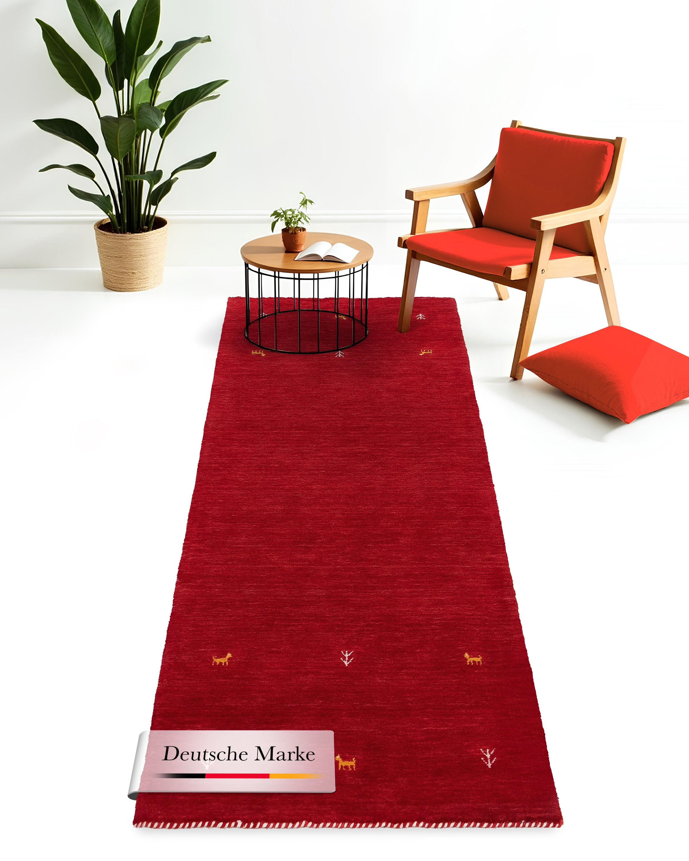 Image of carpetfine Wollteppich "Gabbeh Uni, auch als Läufer und Rund erhältlich" rechteckig 15 mm Höhe reine Wolle, handgewebt, Gabbeh Loom Tiermotiv, grosse Farbauswahl