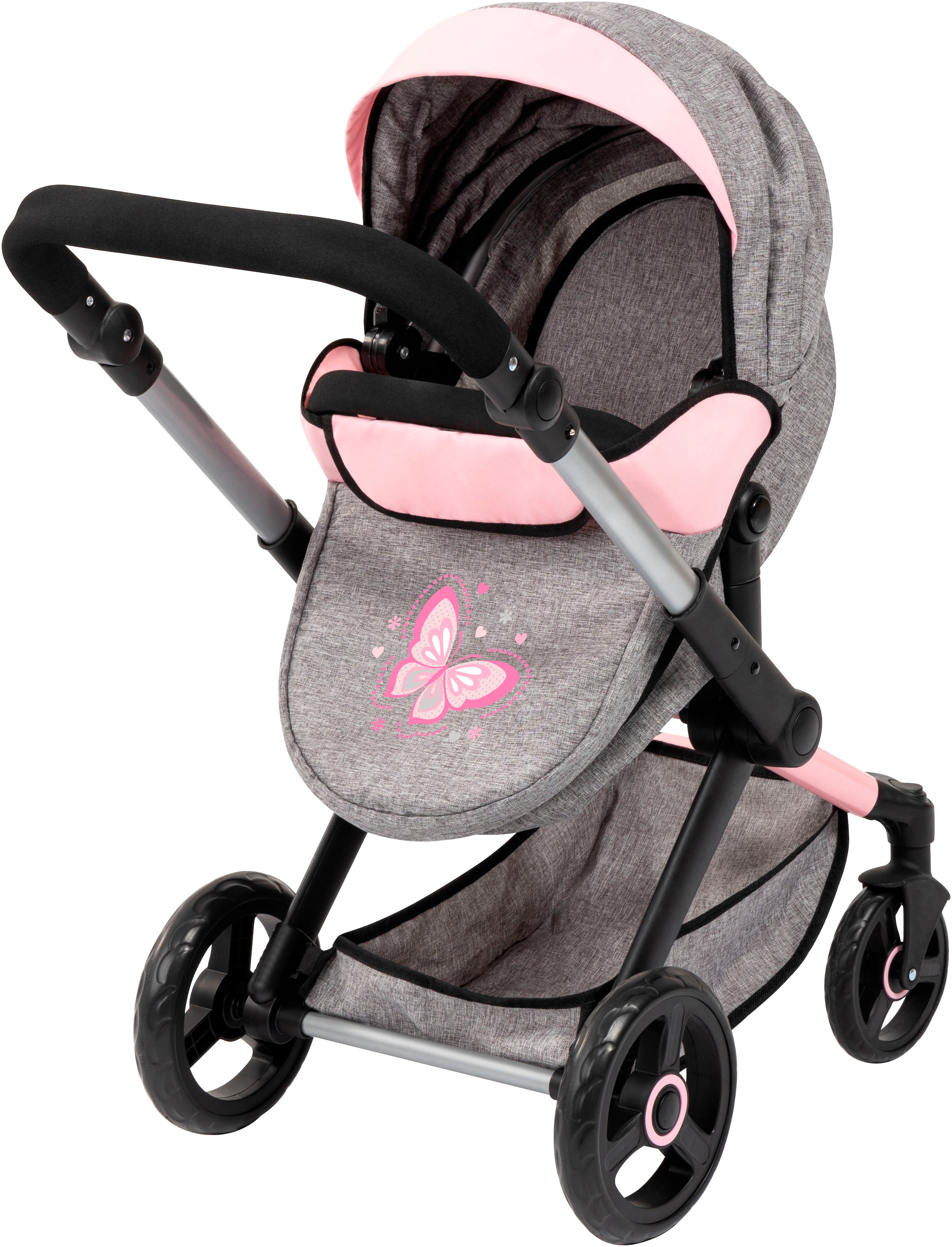 Bayer Kombi-Puppenwagen »Xeo Mega, grau/rosa«