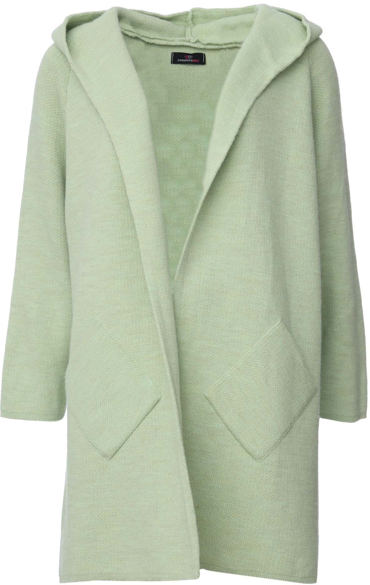 Zwillingsherz Strickjacke, Langarm, bequem, Taschen, One Size, ohne Verschluss, Kapuze