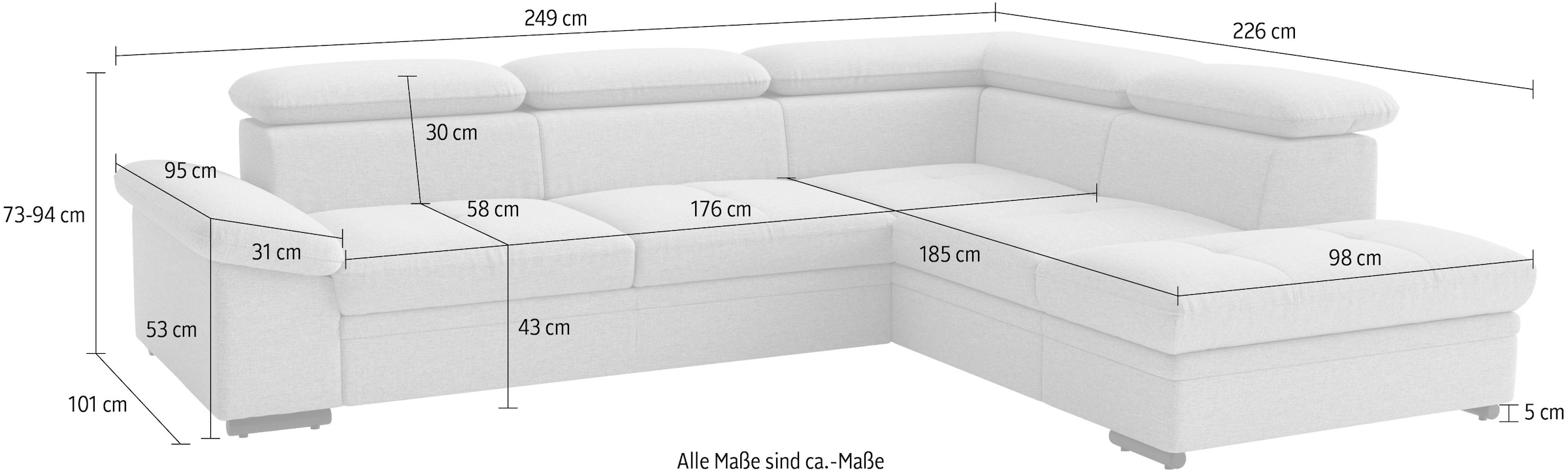 sit&more Ecksofa »Viola« optional Bettfunktion