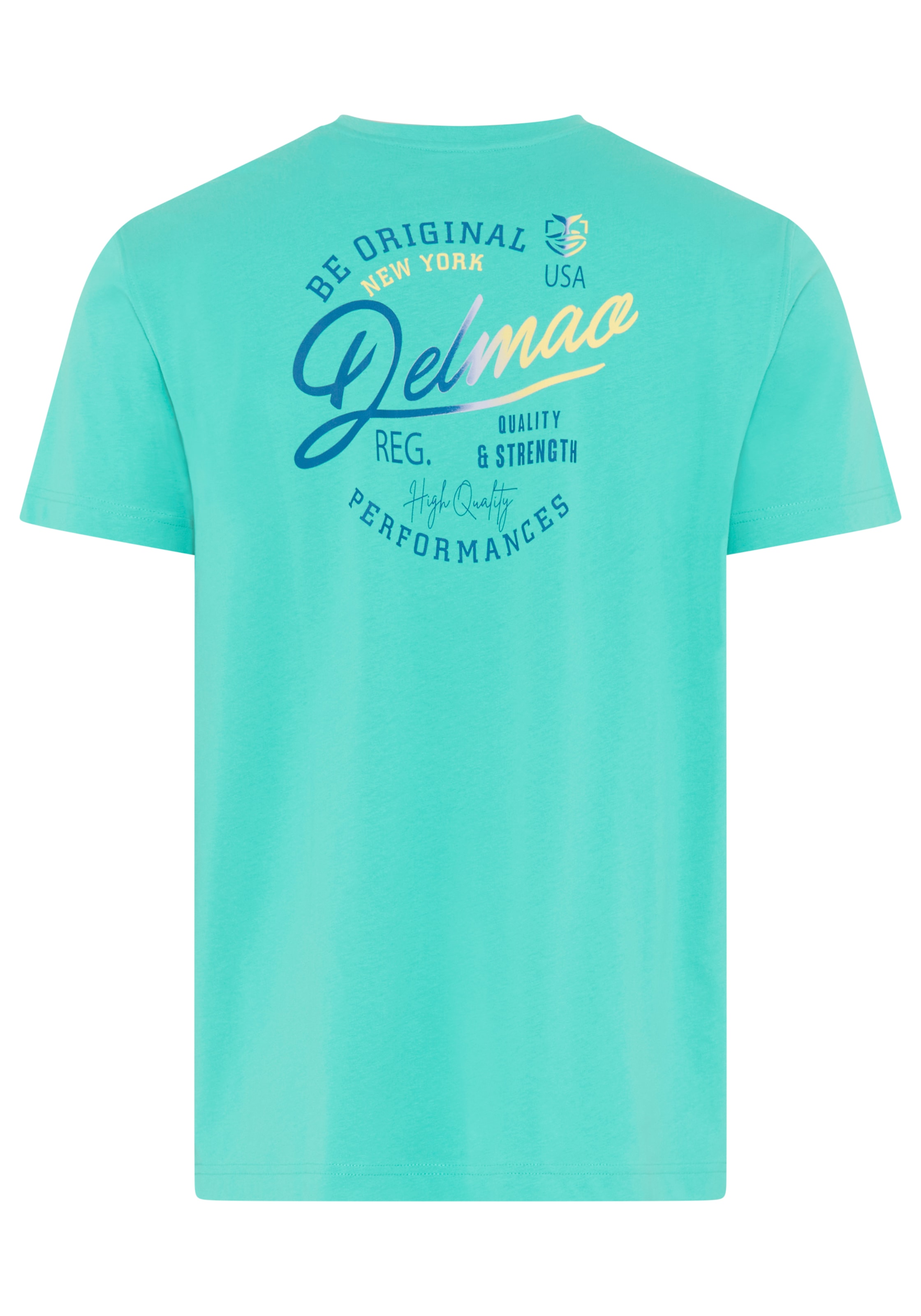 DELMAO Rundhalsshirt »Neue Kollektion!« casual Stil, Kurzarm, normale Passform, mit Print-Applikation