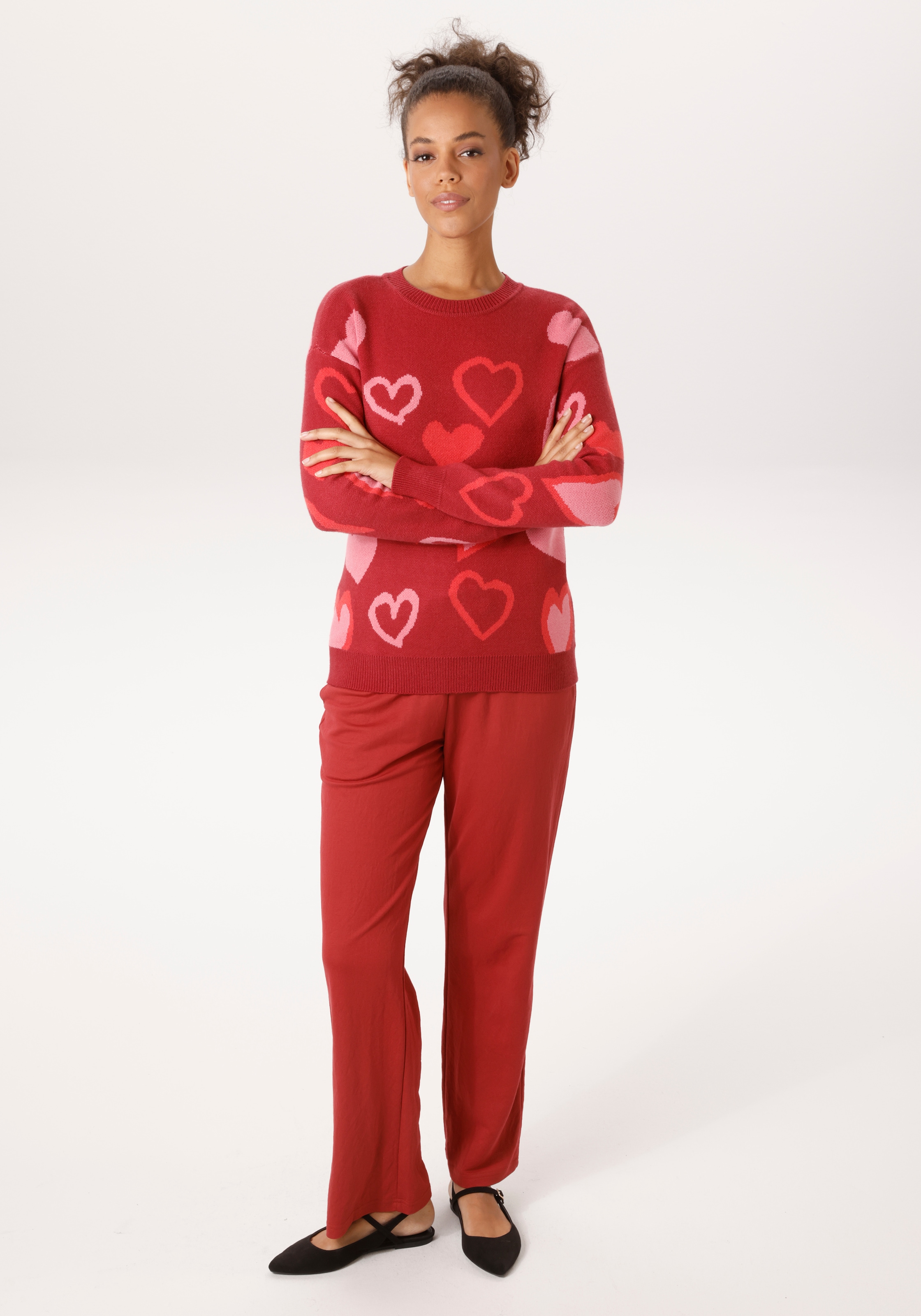 Aniston CASUAL Strickpullover mit eingestrickten, grafischen Herzen - NEUE KOLLEKTION