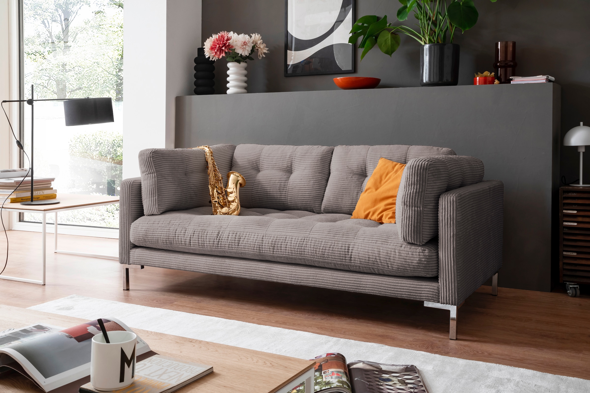 Trends by HG 2-Sitzer »Landau«, in Cord-Stoff mit Metallfuss