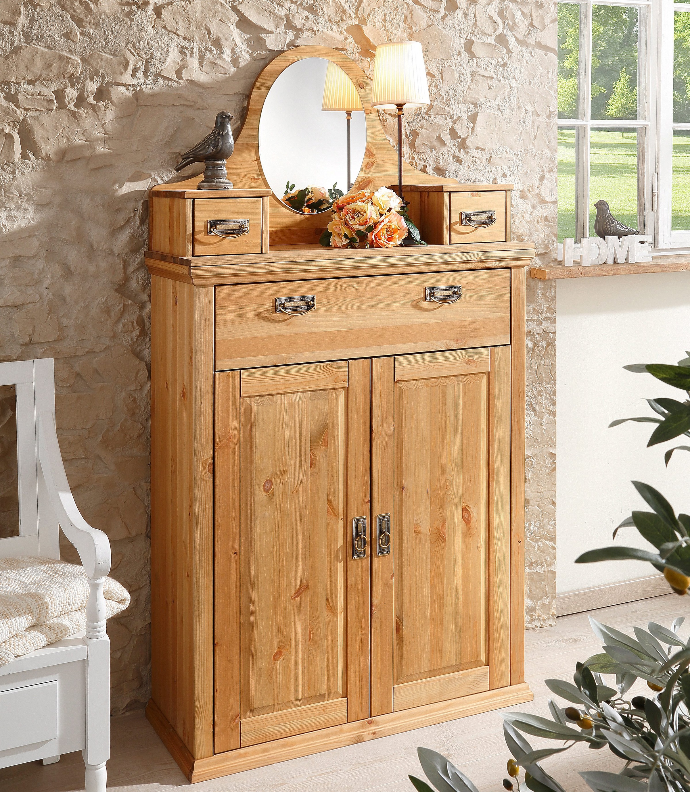Image of GOODproduct Kombikommode "Madrid" inklusive Aufsatz mit Spiegel und 2 kleinen Schubladen