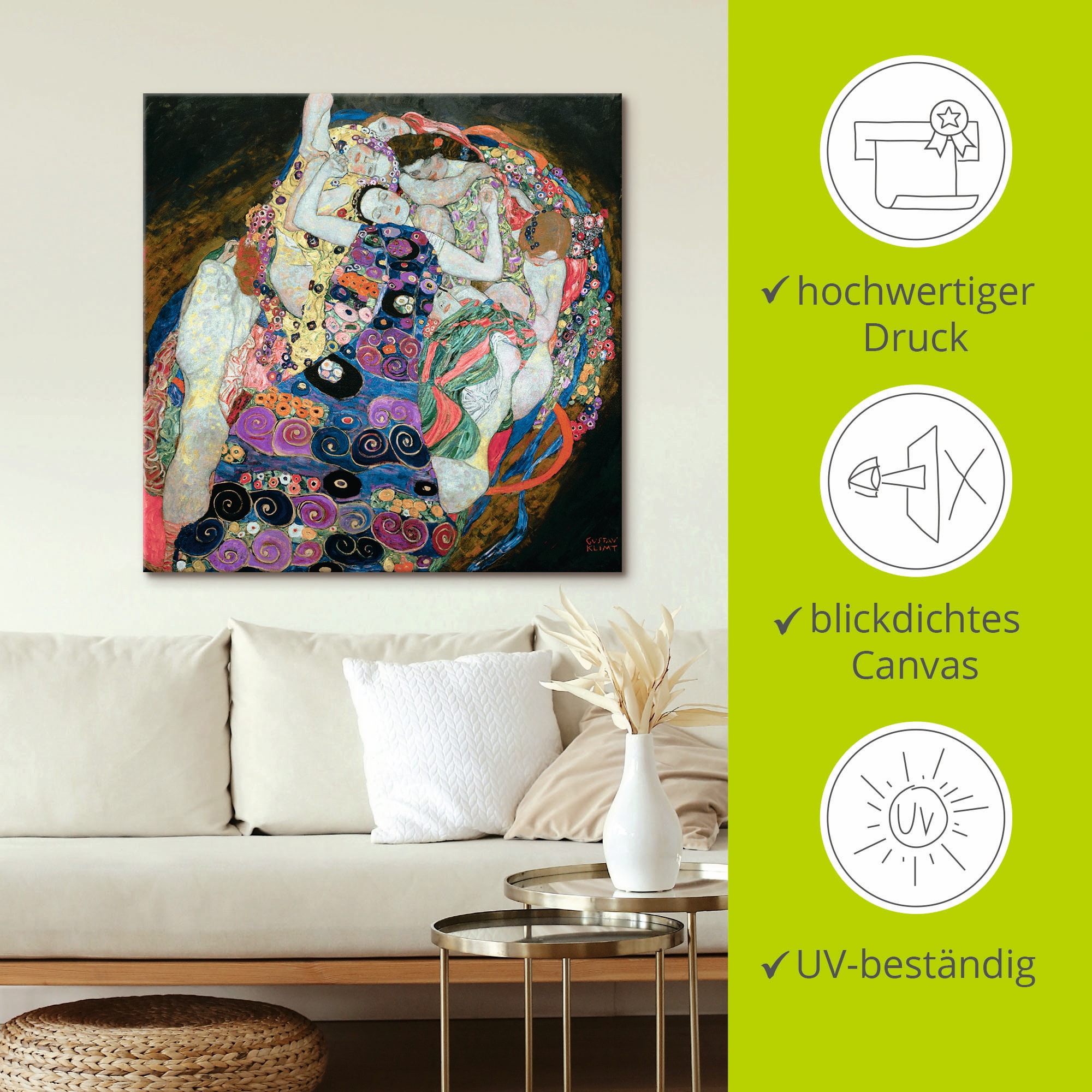 Artland Wandbild »Die Mädchen (Die Jungfrau)«, Frau, (1 St.), als Leinwandbild, Wandaufkleber in verschied. Grössen
