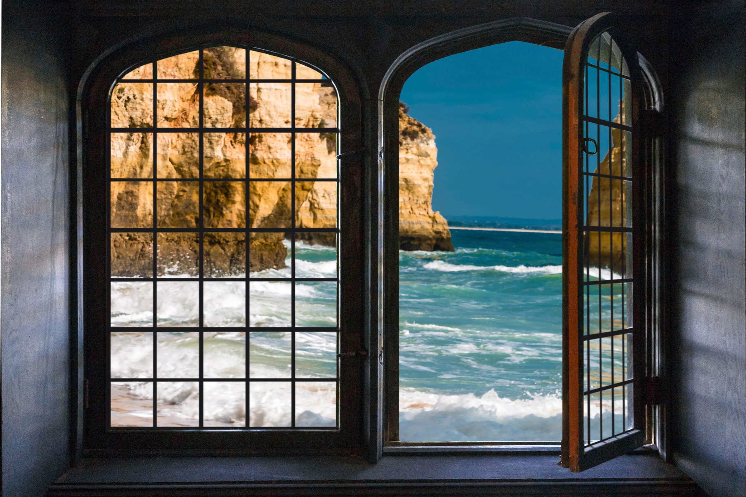 Image of queence Wandsticker "Fels im Meer" Wandsticker, Wandbild, selbstklebend, 3D, Fenster