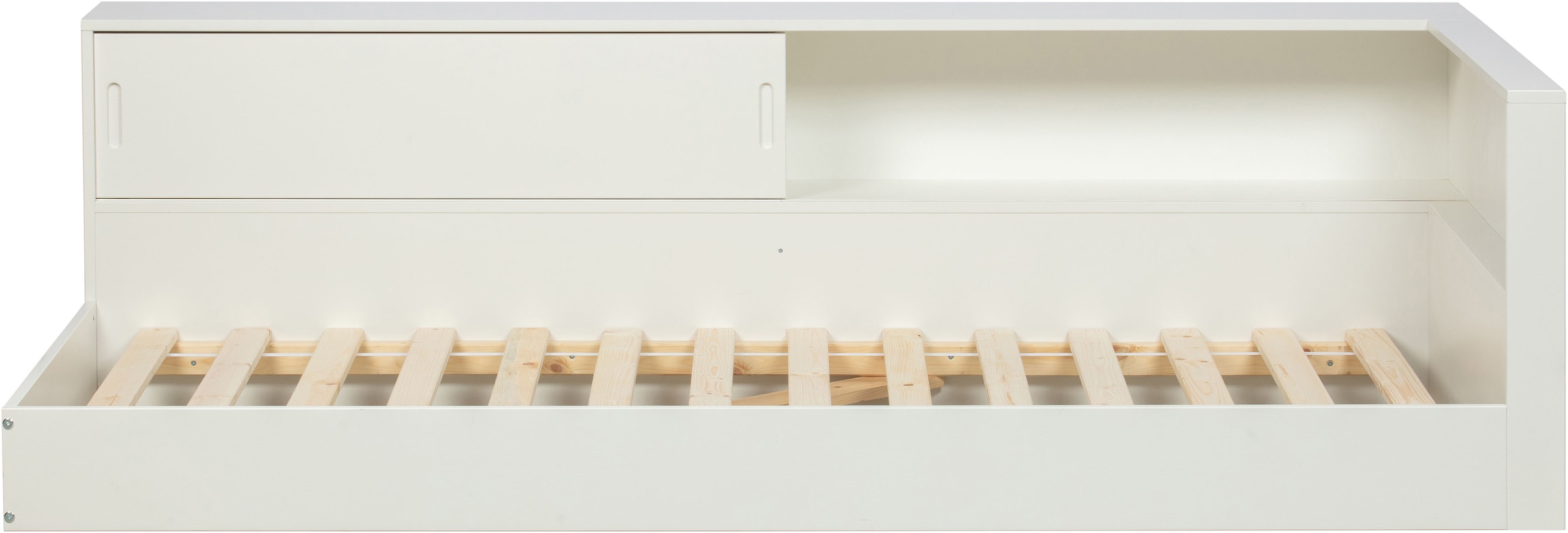 WOOOD Lit de rangement »Connect FSC®-Kiefernholz mit Schiebetür und Stauraum 213x118x60 cm« Facile à monter, dimension du matelas 90x200 cm, entretien facile
