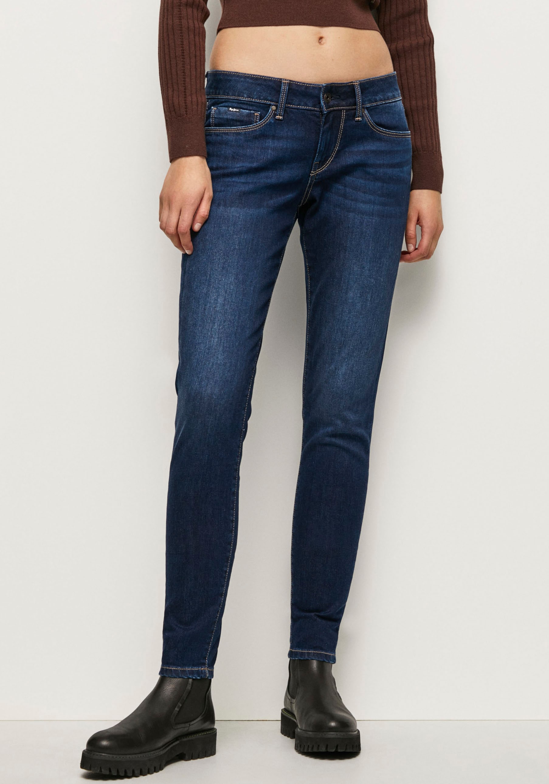 ♕ Pepe Jeans Skinny-fit-Jeans auf versandkostenfrei im 1-Knopf mit Stretch-Anteil 5-Pocket-Stil Bund »SOHO«, und