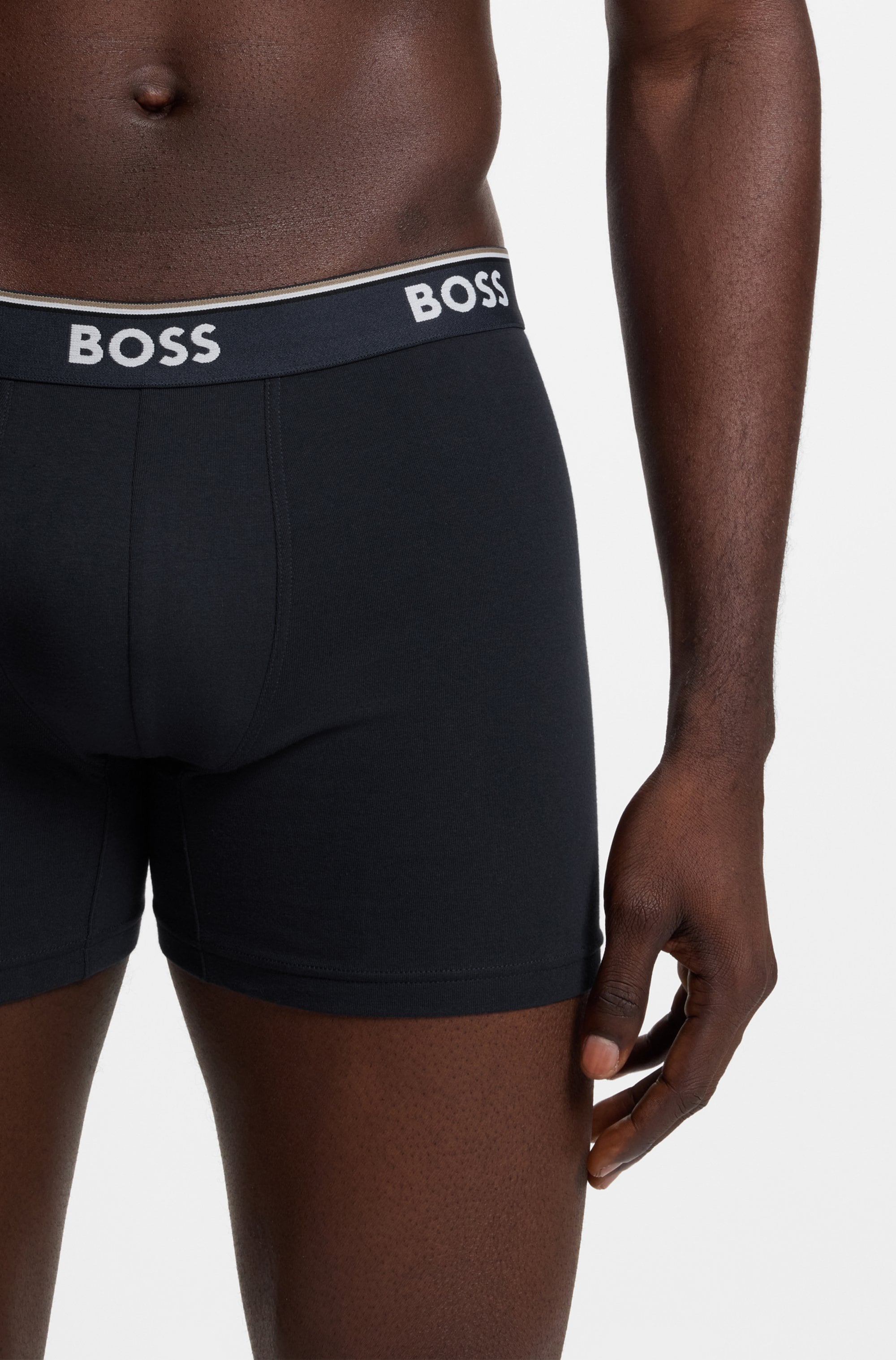 BOSS Boxershorts Packung, 3 Stk. längeres Bein, anliegend, aus Stretch-Baumwolle