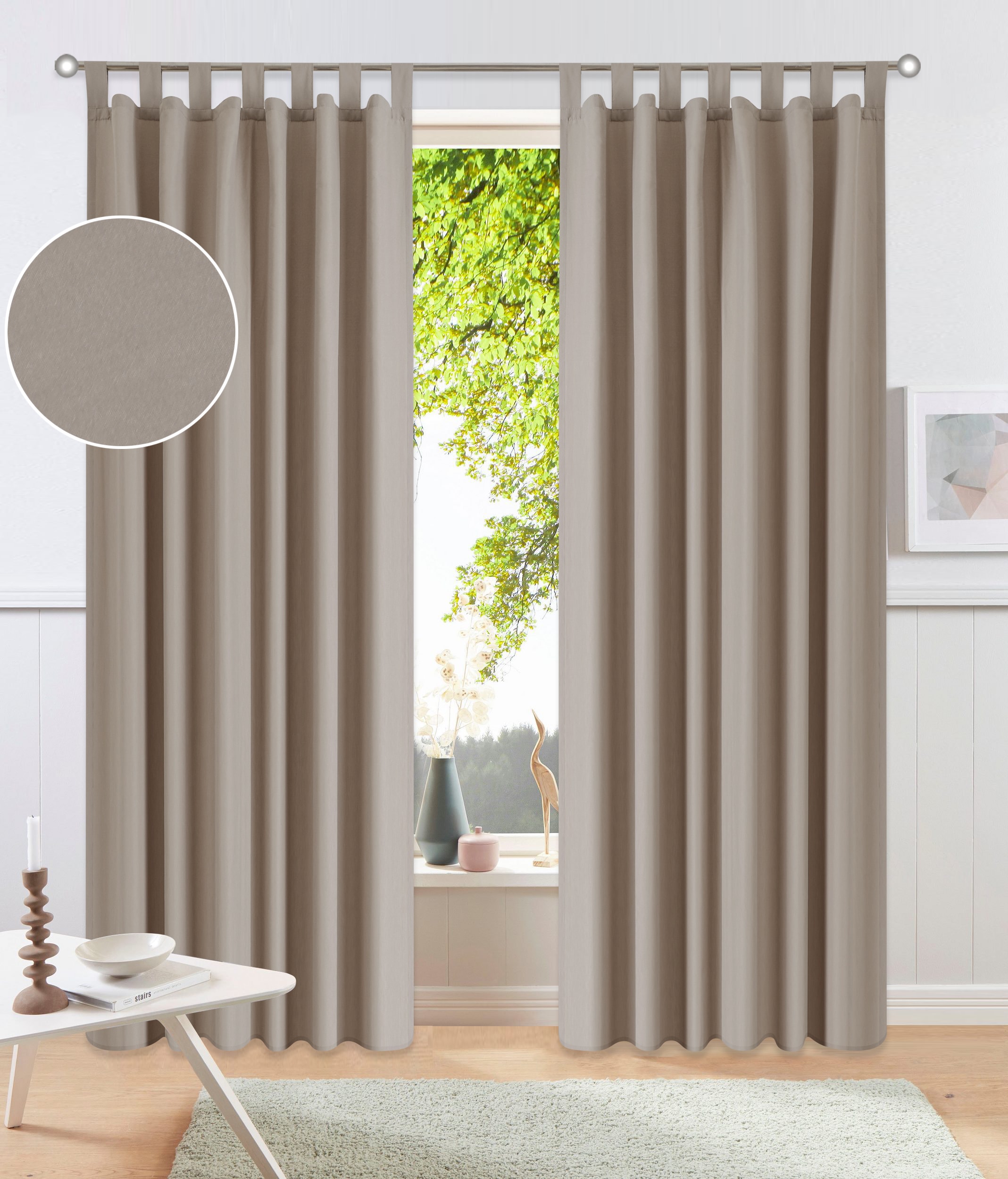 GOODproduct Vorhang »Parry, Schlaufen, 2er Set, blickdicht, Topseller« Schlaufen 2 Stk. tlg. 2-er Set, blickdicht, monochrom, basic