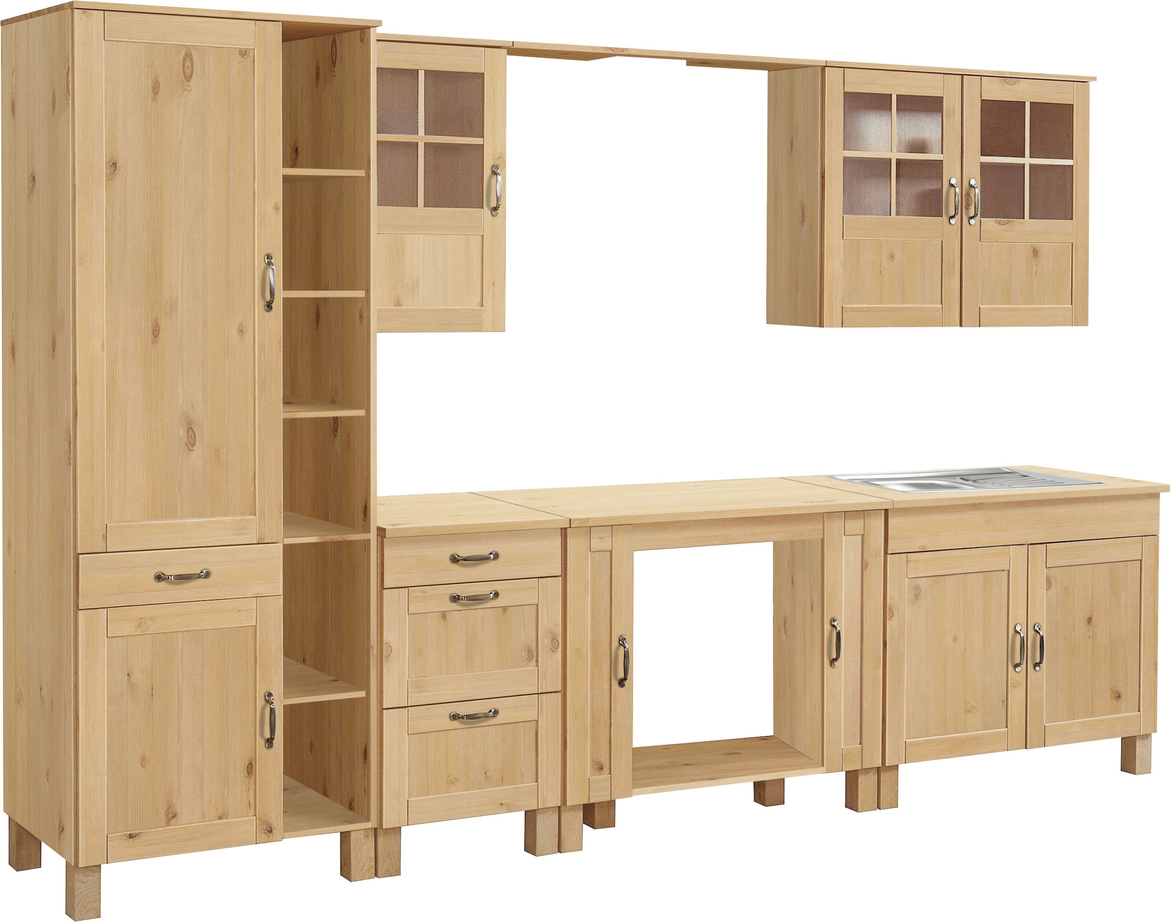 Home affaire Küchenzeile »Alby« Breite 325 cm, aus Kiefer massiv, ohne E-Geräte