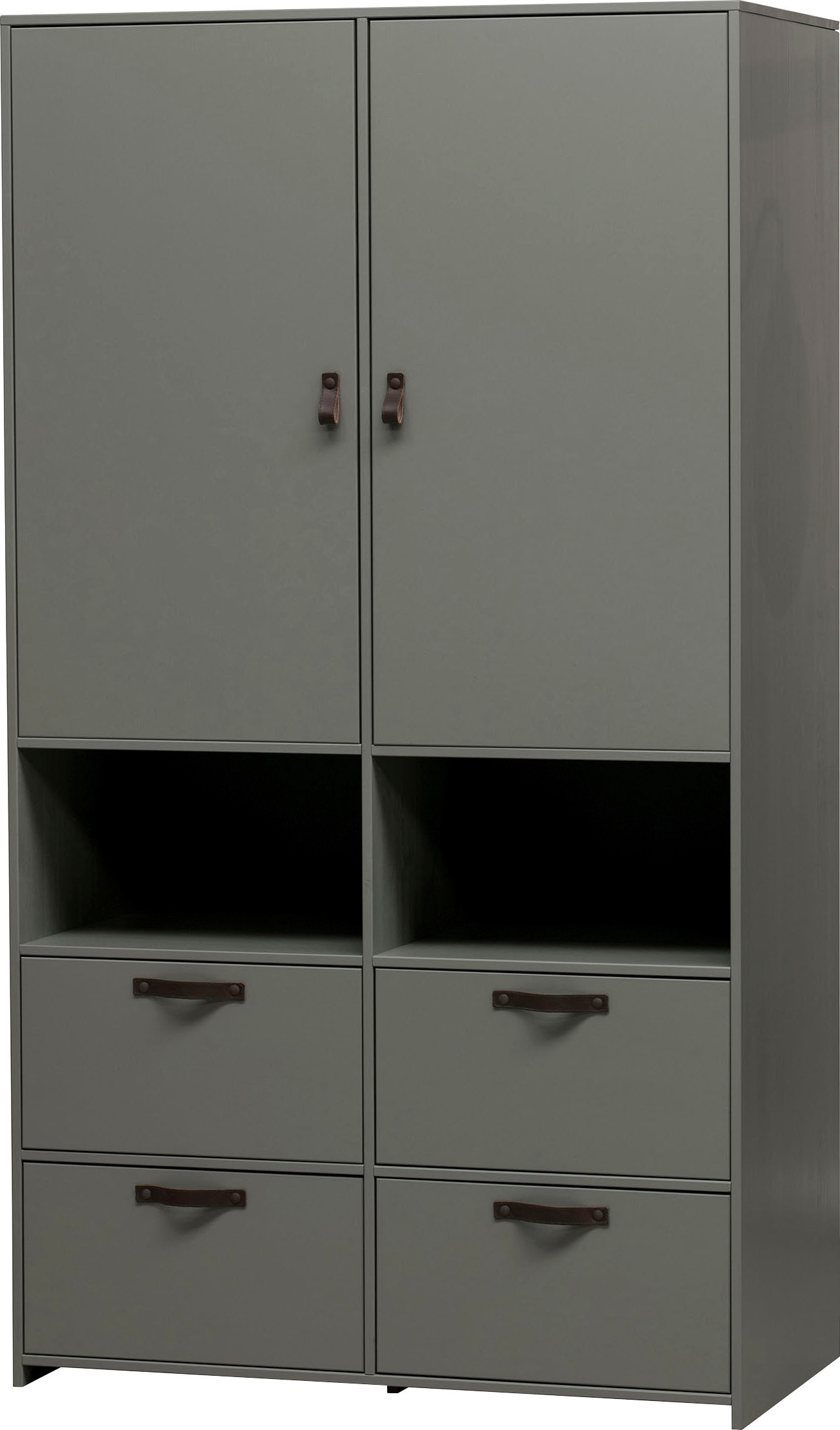 WOOOD Garderobenschrank »Stage FSC®-Kiefernholz Schutzlackiert, H 185 x B 103 x T 40 cm« Ledergriffe, kombinierbar, einfach zu montierbar, pfleigleicht