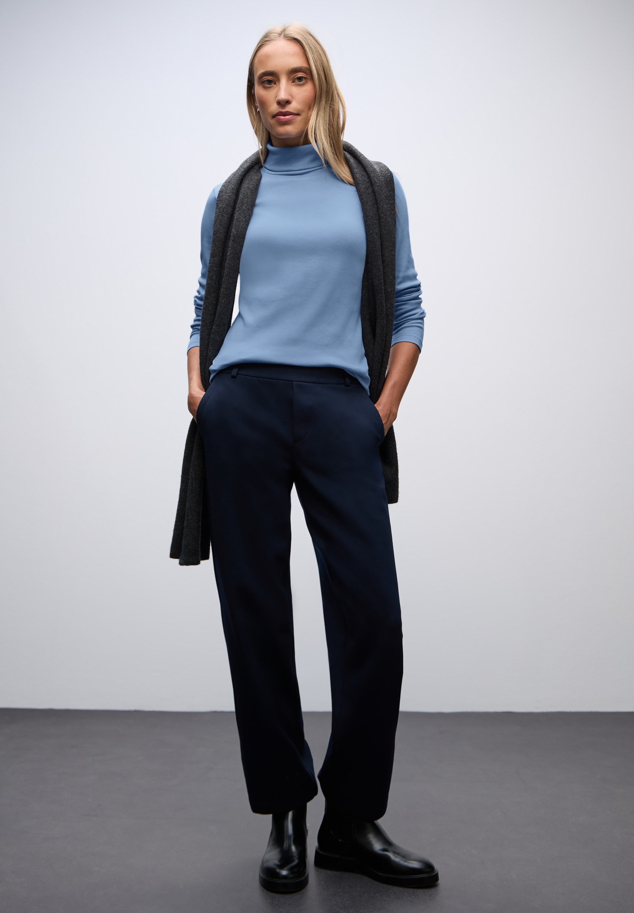 STREET ONE Langarmshirt mit Rippstruktur