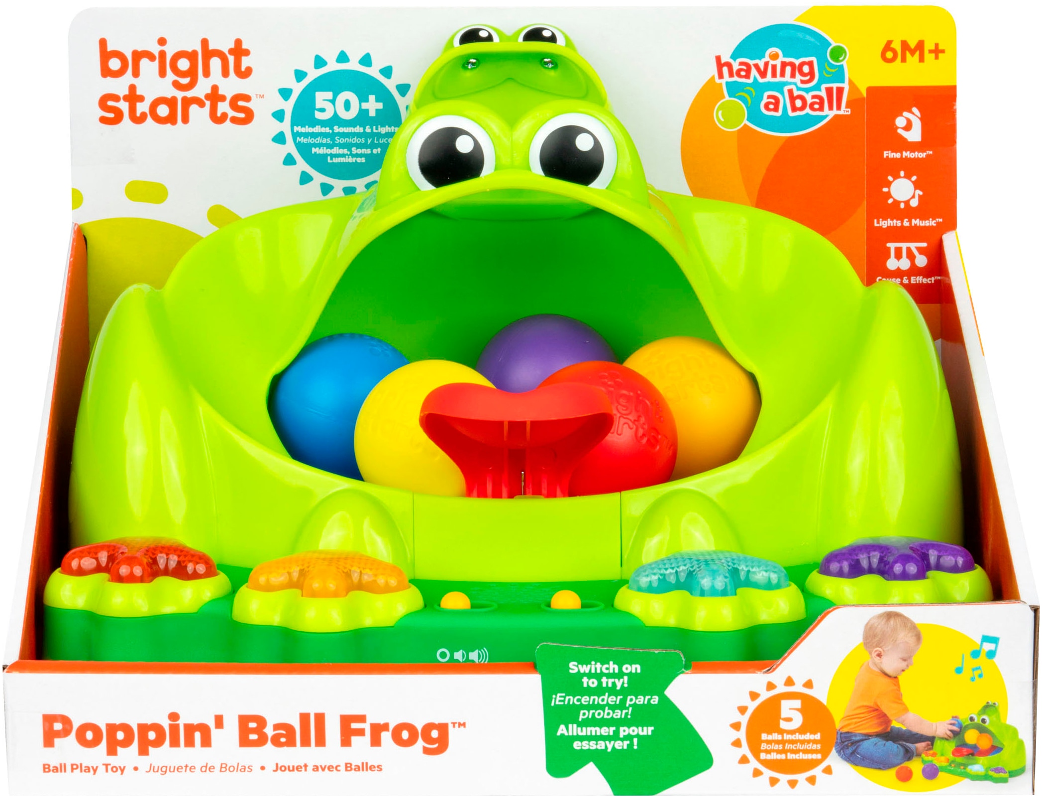 Bright Starts Jouets éducatifs »Poppin' Ball Frog Ball Play Toy« mit Licht und Sound