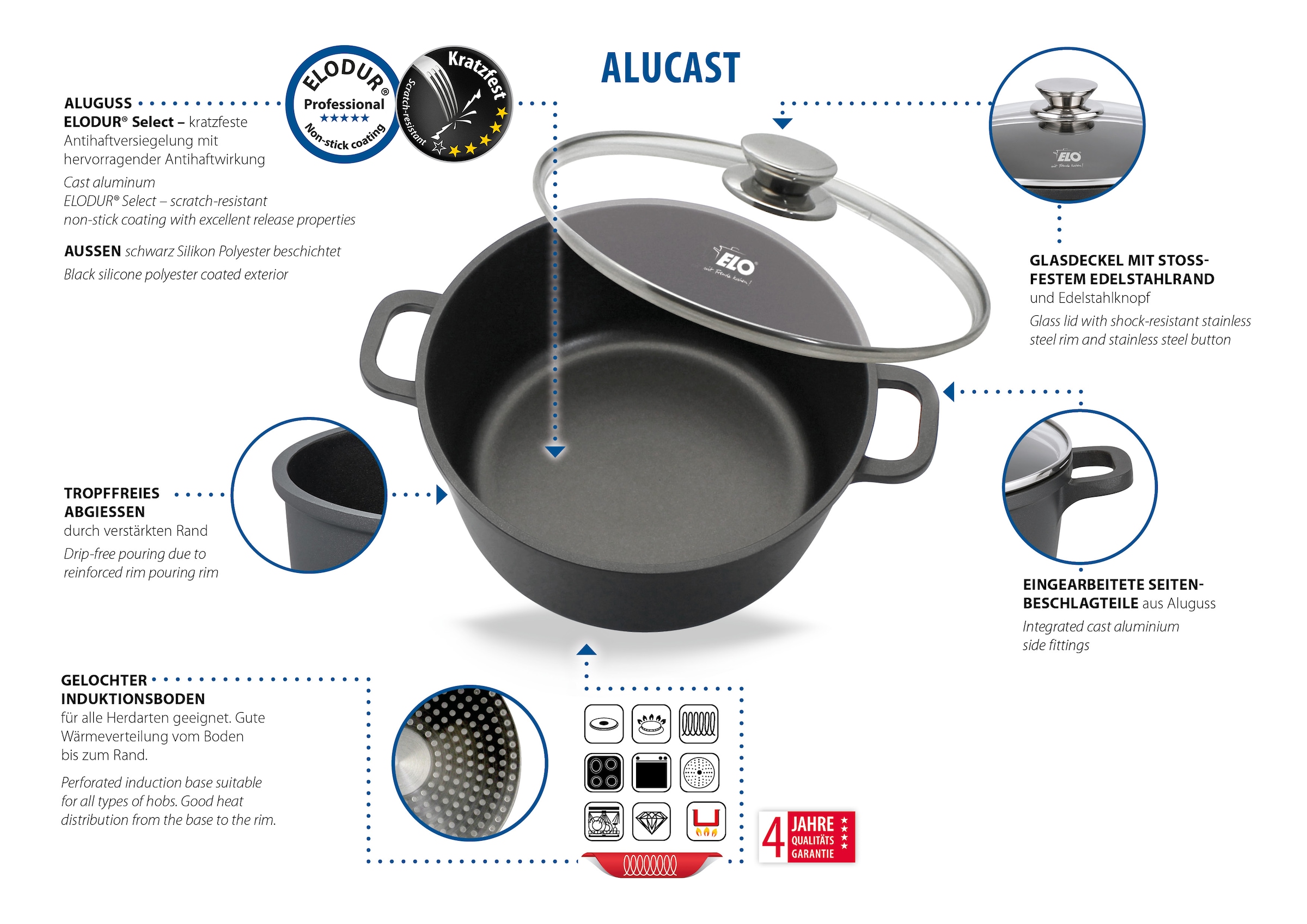 Elo Casserole »Alucast« 1 cuis tlg. Aluminium moulé