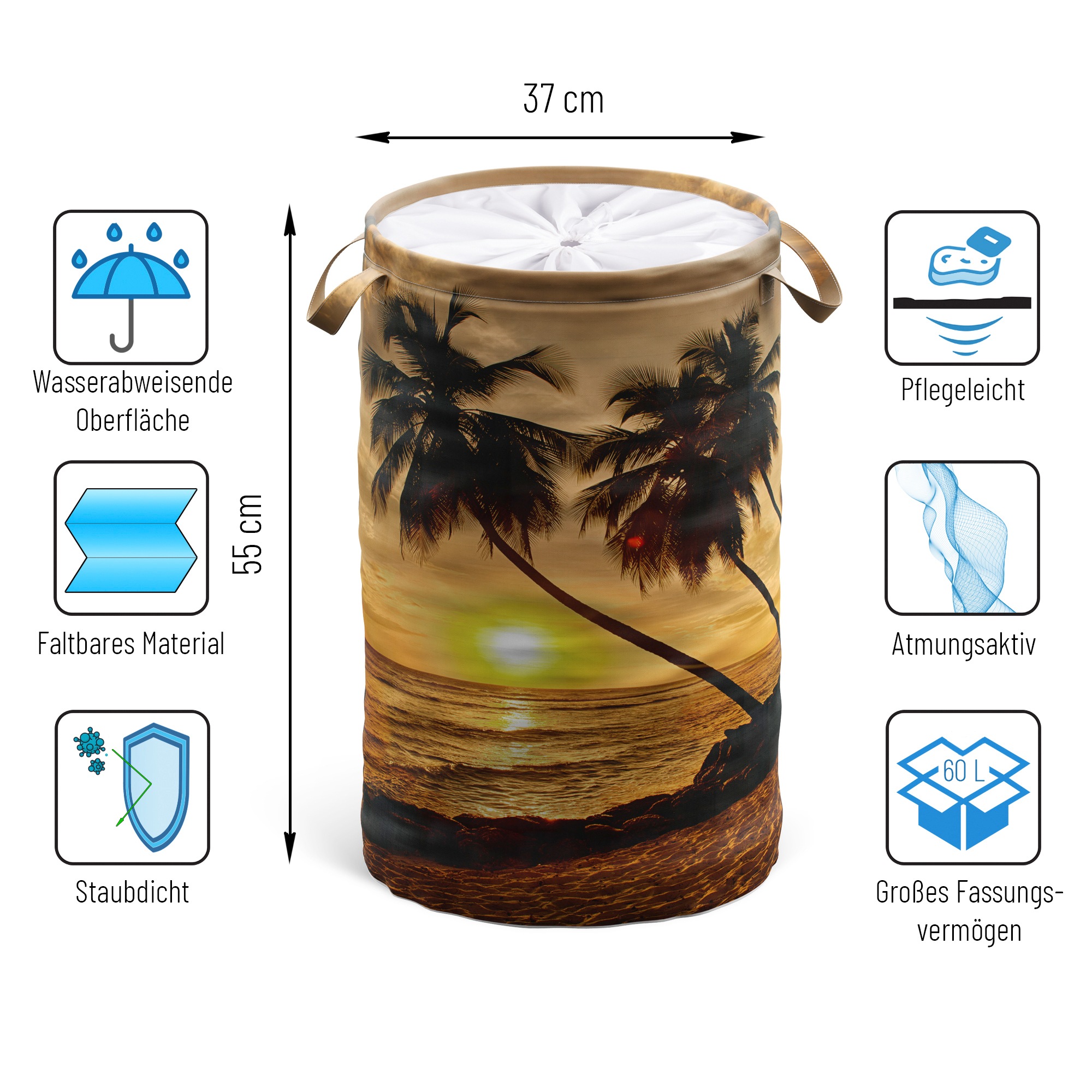 Sanilo Panier à linge »Summer« 60 Liter, faltbar, mit Sichtschutz