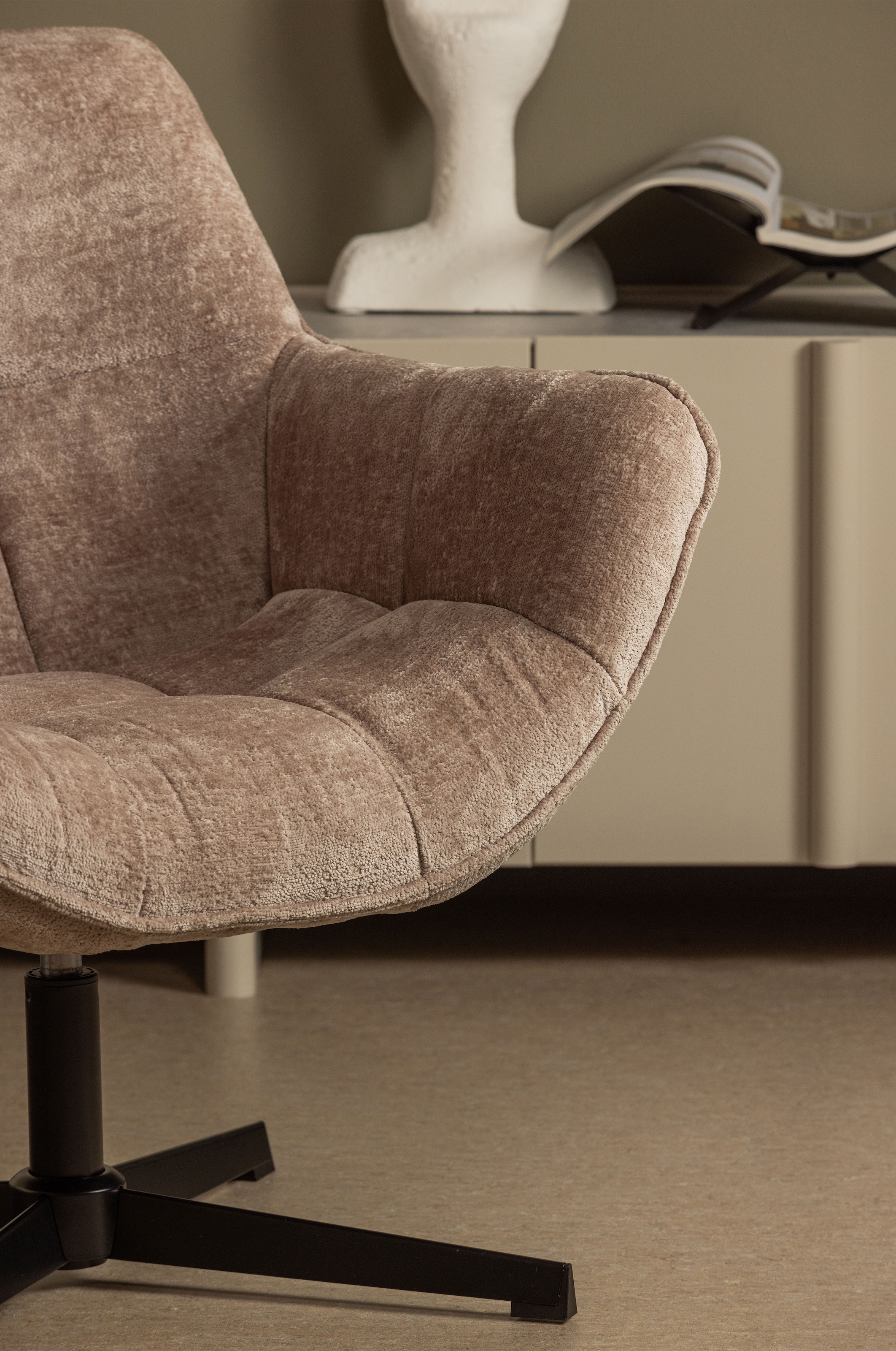 WOOOD Fauteuil pivotant »Wibo Chenille-Bezug mit Drehmechanismus, H 94 x B 71 x T 83 cm« capacité de charge 100 kg, structure métallique, résistance maximale à l'usure