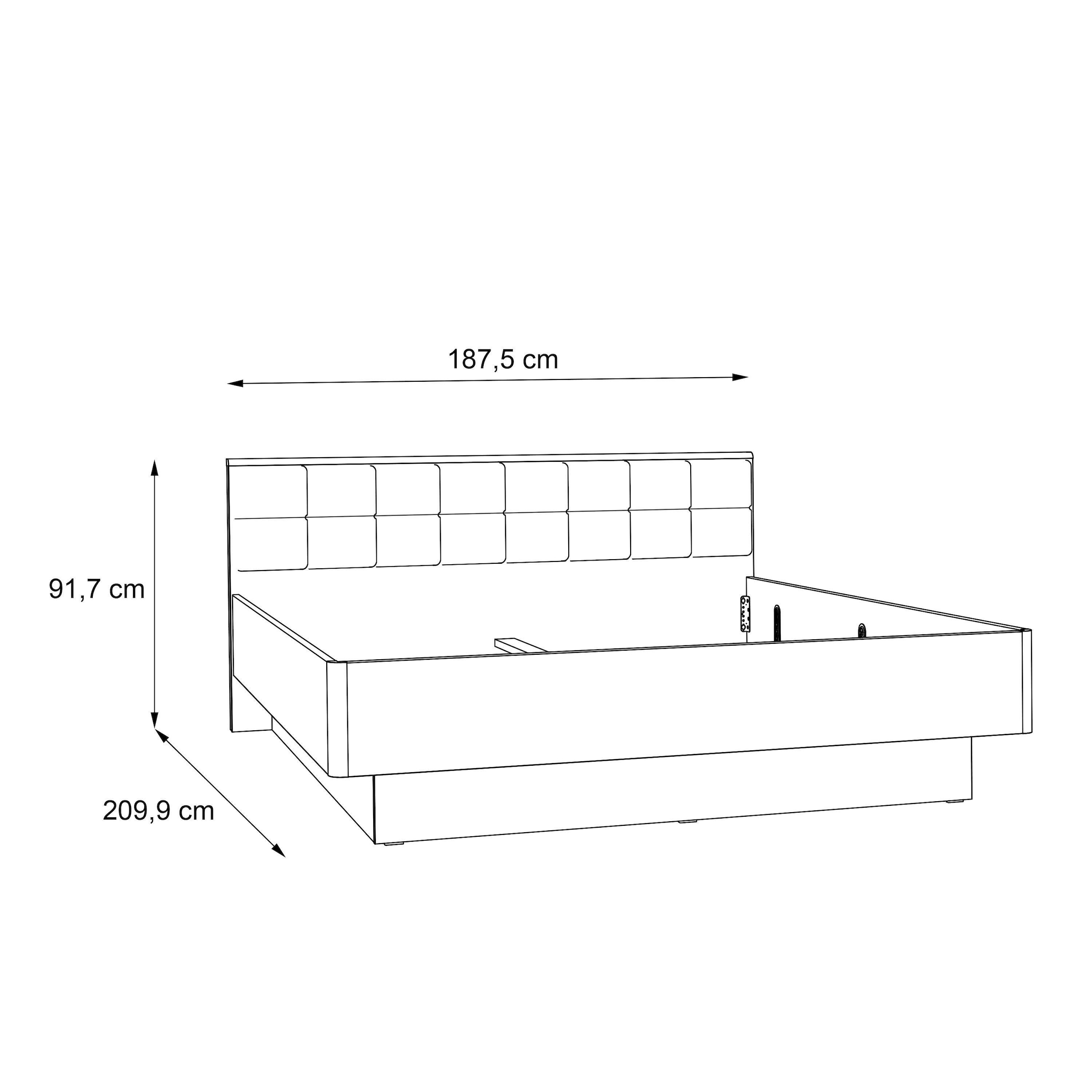 FORTE Futonbett »Clif, Bettanlage, Old – Wood Vintage, Betonoptik Dunkelgrau« Liegefläche 180x200cm,  mit gepolstertem Kopfteil aus Kunstleder, bis 220KG belastbar