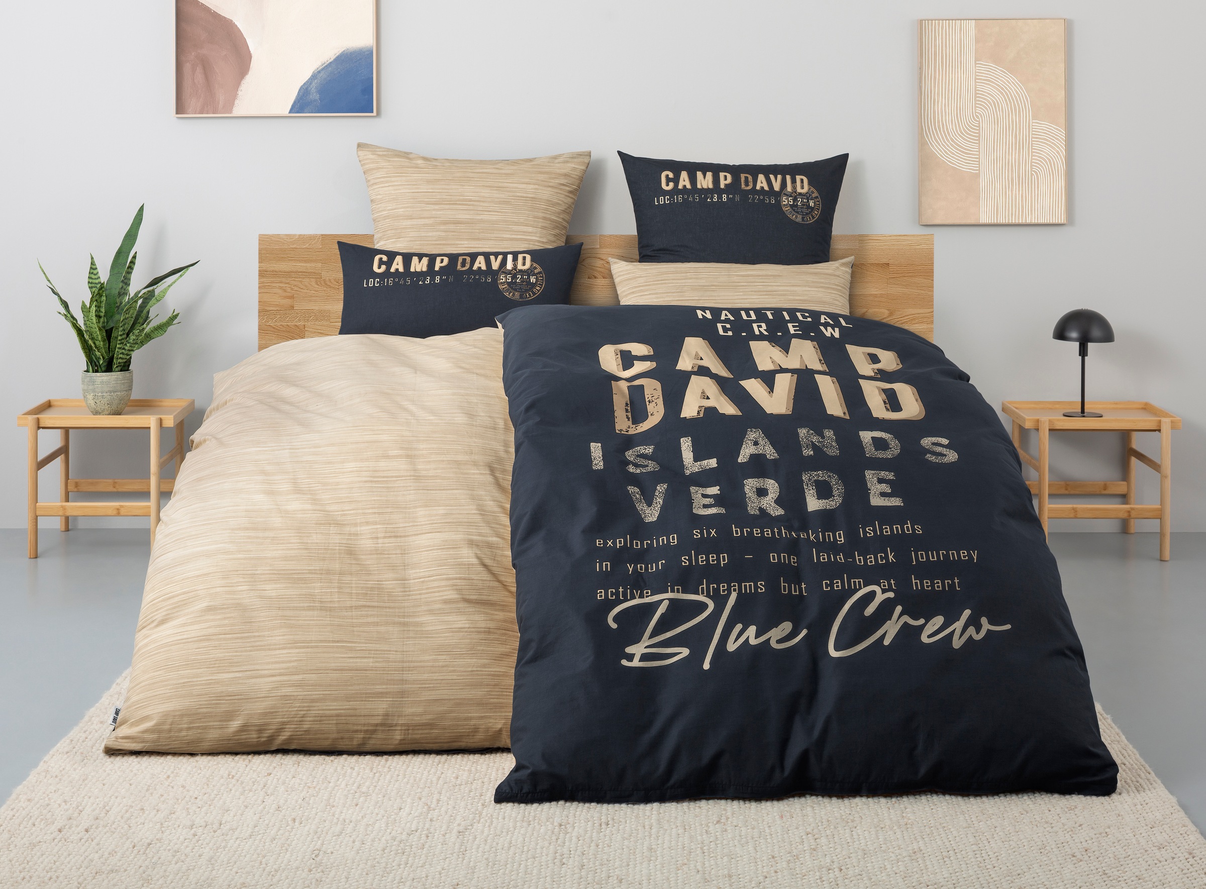 Image of CAMP DAVID Wendebettwäsche "Jerre" 2 tlg. NEUHEIT Bettwäsche ab 135x200cm, mit Schriftzug