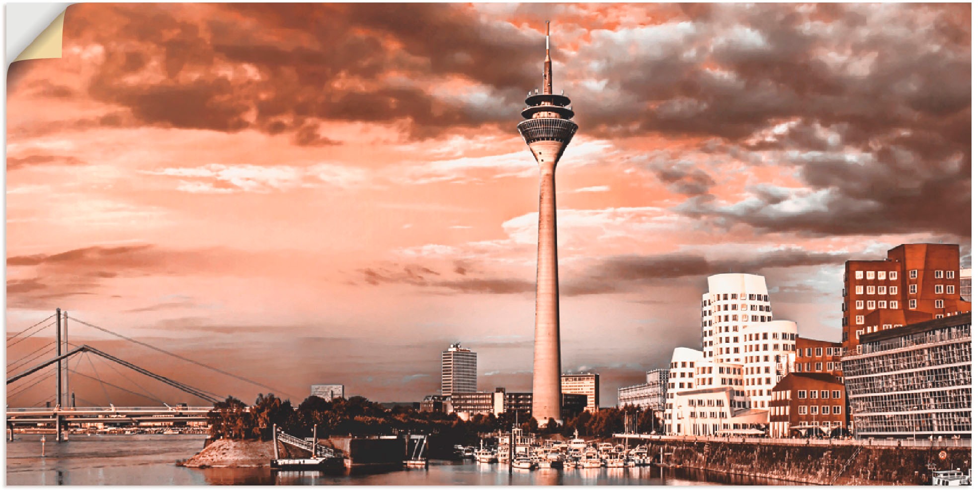 Image of Artland Wandbild »Düsseldorf Skyline III«, Architektonische Elemente, (1 St.), in vielen Grössen & Produktarten -Leinwandbild, Poster, Wandaufkleber / Wandtattoo auch für Badezimmer geeignet bei Ackermann Versand Schweiz