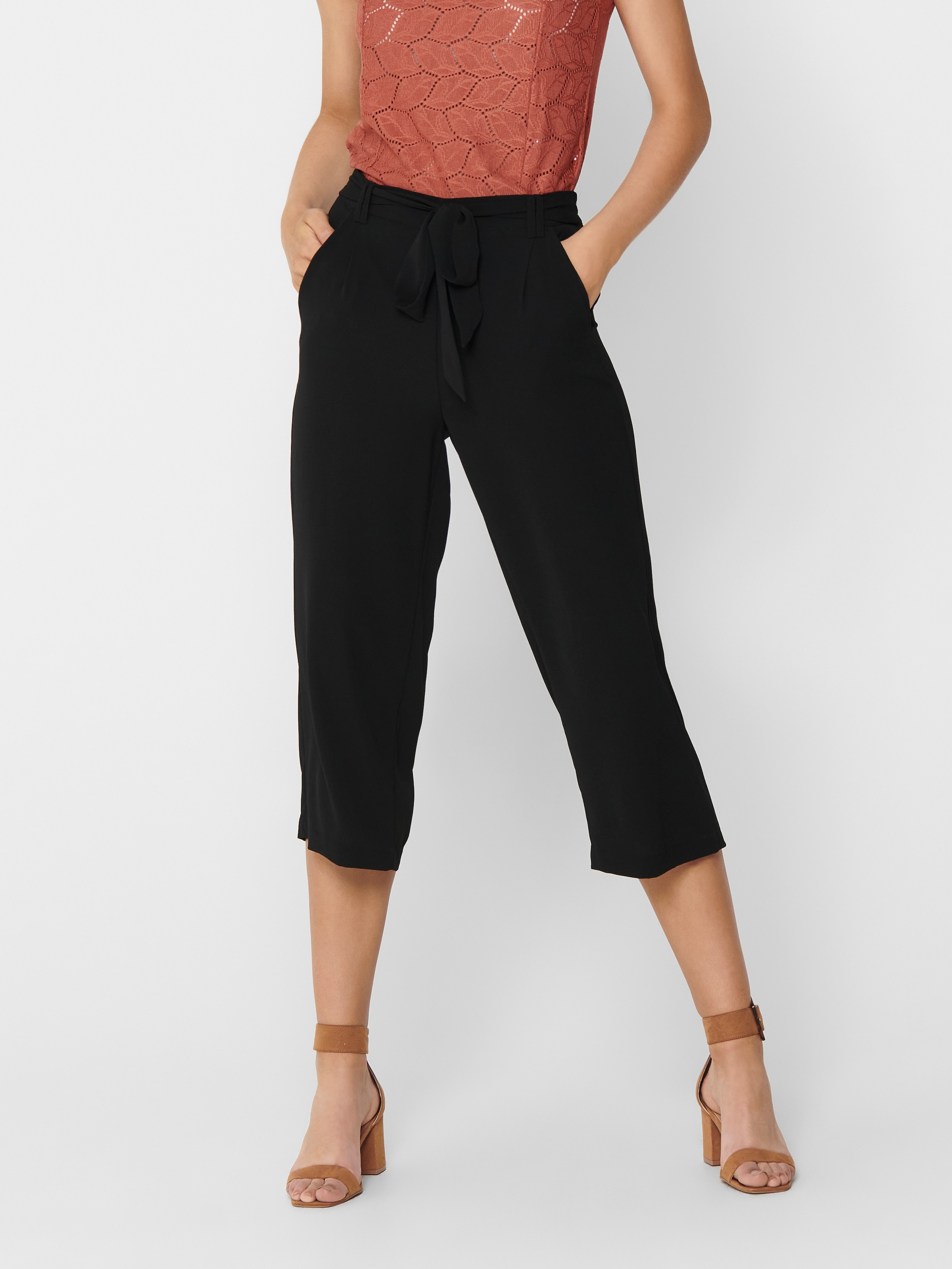 Image of ONLY Palazzohose "ONLWINNER – Culottehose mit elastischem Bund und Kordelzug" Materialmix, regular fit