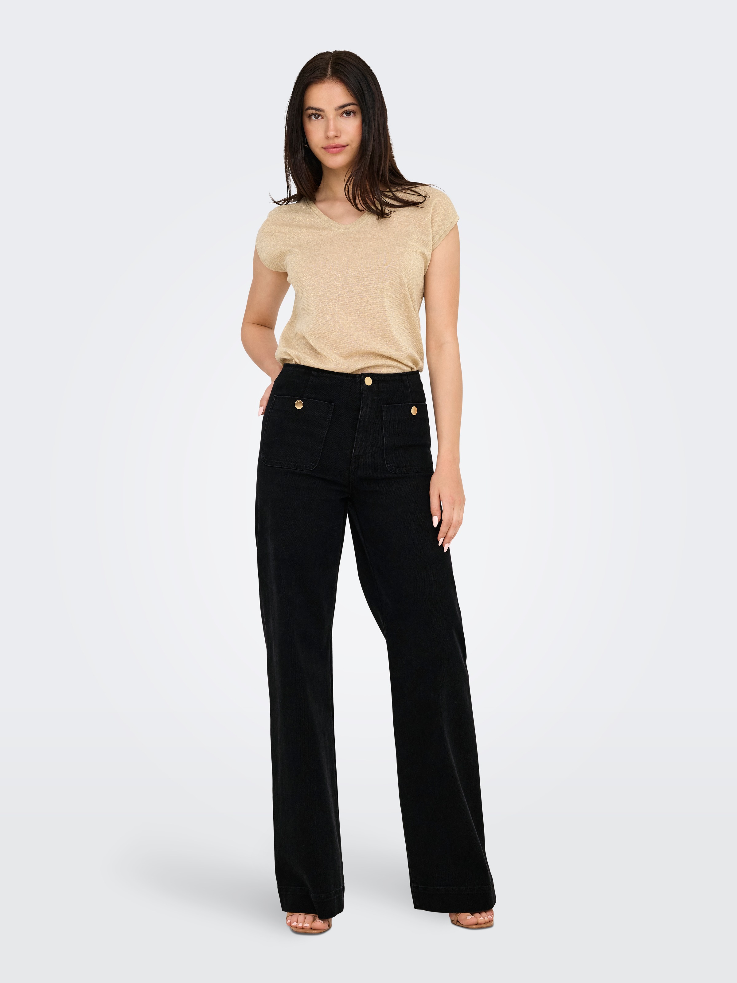 Image of ONLY High-waist-Jeans "ONLMADELINE HW WD POCKET DNM GUA554 NOOS" Baumwollmischung
