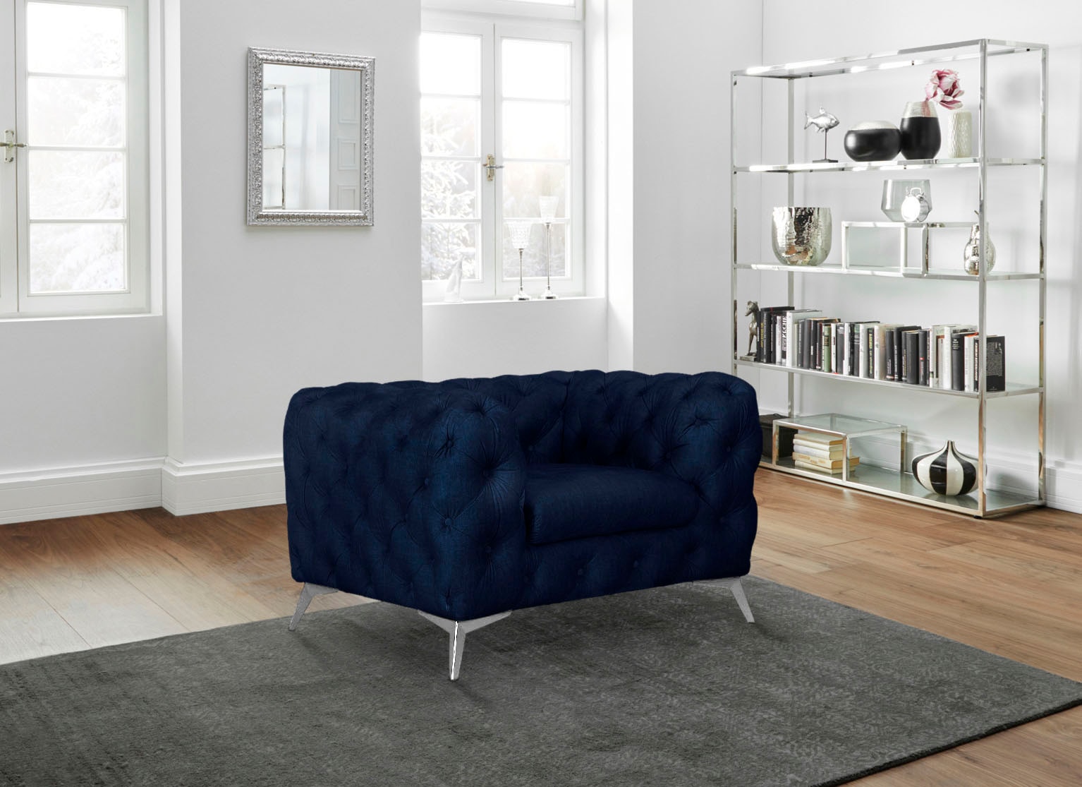 Leonique Chesterfield-Sessel »Glynis Sessel«, aufwändige Knopfheftung, moderne Chesterfield Optik, Fussfarbe wählbar