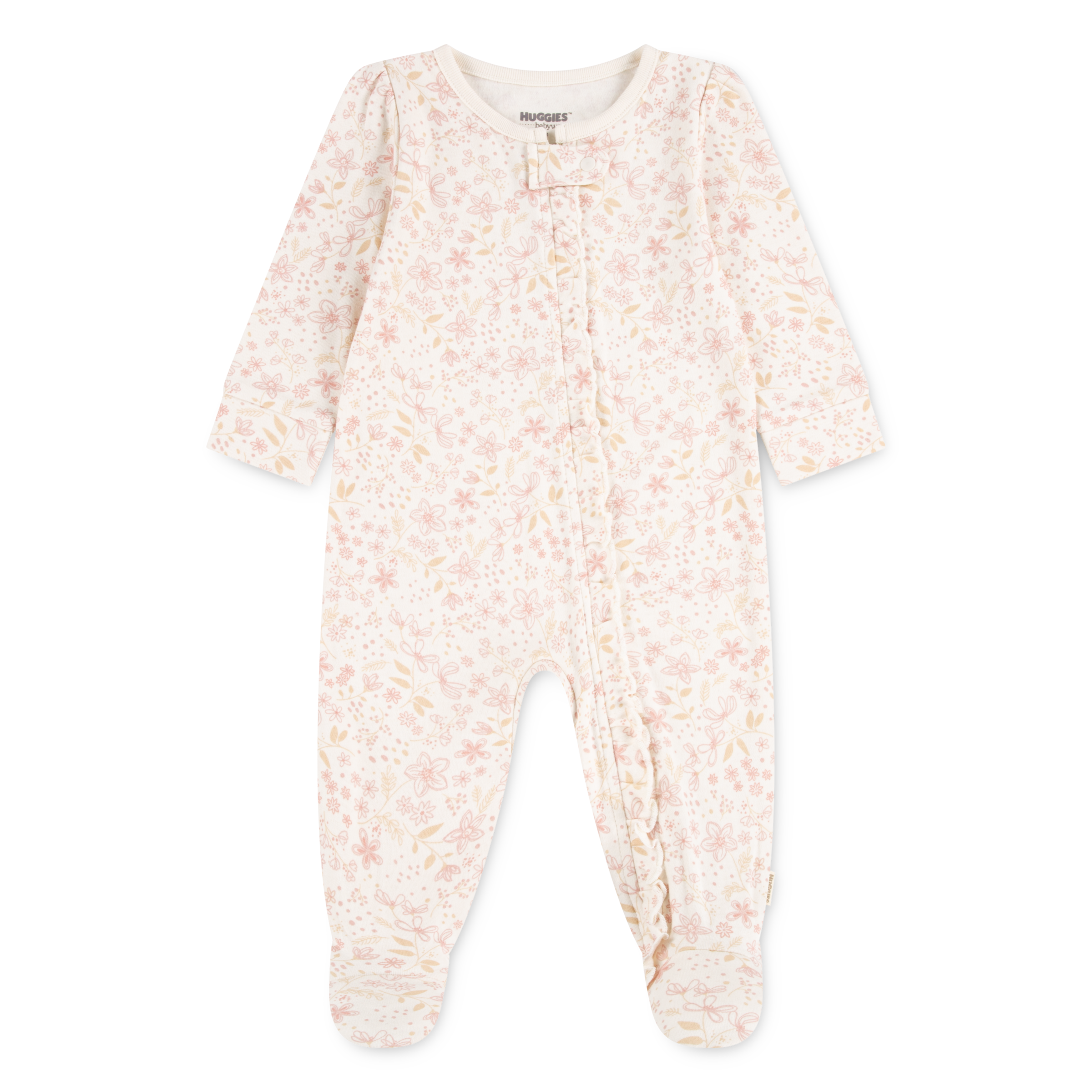 HUGGIES babywear Grenouillère »HUGG FOOTED COVERALL« Verdeckter Reissverschluss mit Kinnschutz und floralem Muster