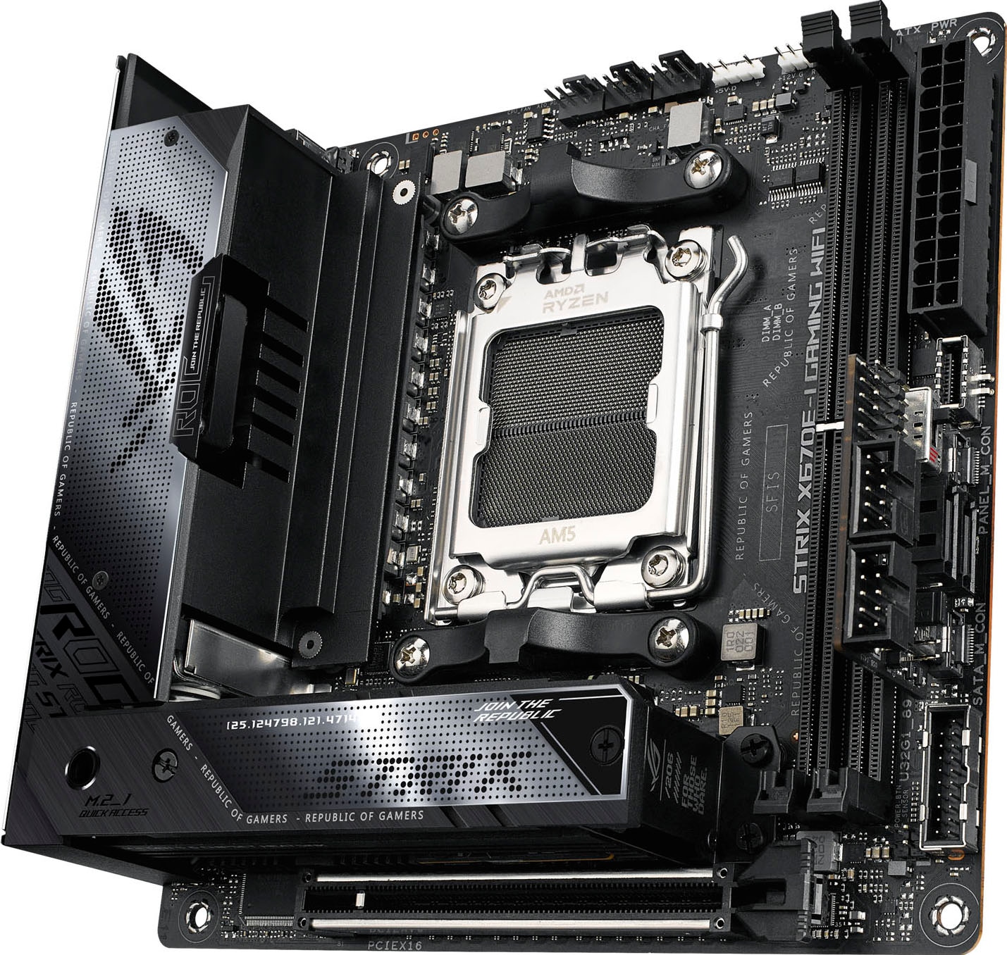 Asus Mainboard »ROG STRIX X670E-I GAMING WIFI«, Ryzen 7000, mini-ITX, DDR5 Speicher, 2x M.2, USB 3.2 Gen 2x2, PCIe 5.0