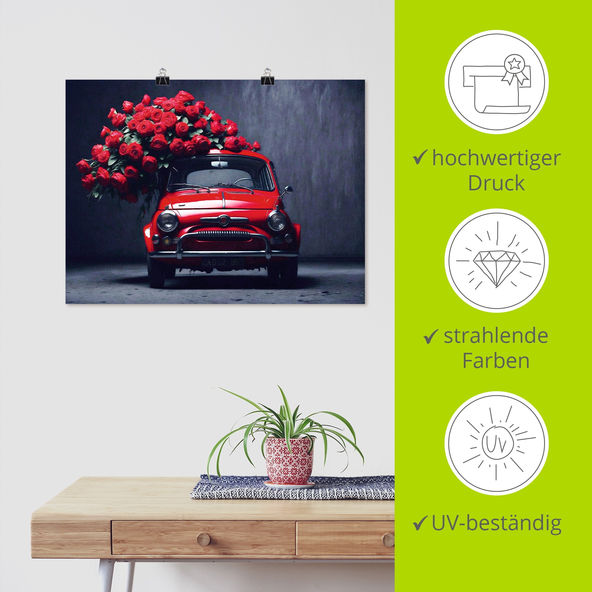 Artland Wandbild »Rote Rosen für den kleinen Italiener« 1 Stk. tlg. als Alubild, Leinwandbild, Poster, Wandaufkleber in verschied. Grössen