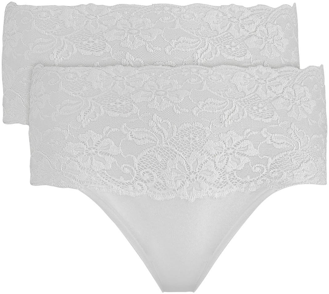 Image of Nina Von C. Taillenslip ""Fine Cotton"" 2er Pack, eng, elastisch, bequem, feminin, atmungsaktiv, breiter Bund mit Spitze