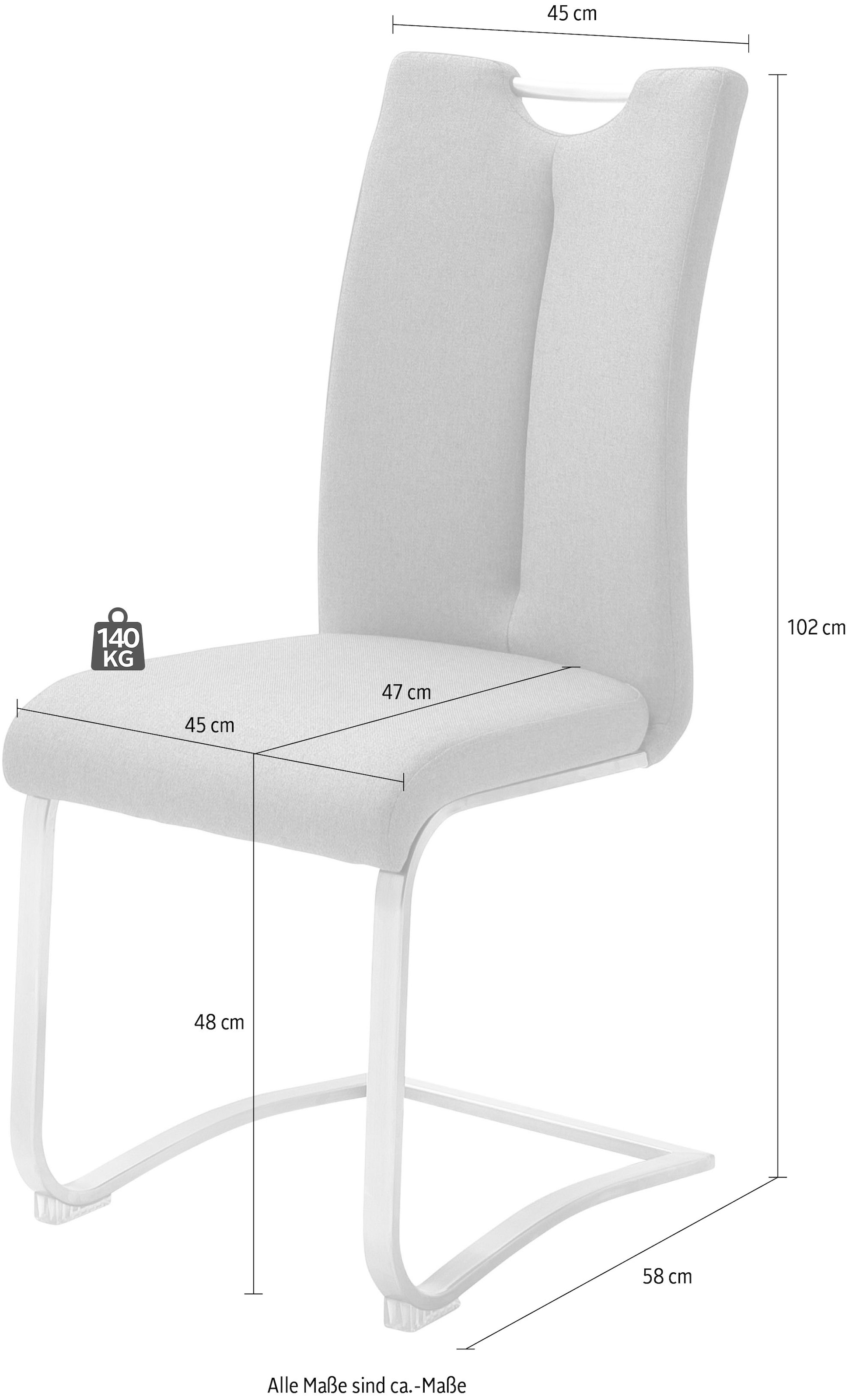MCA furniture Freischwinger »Artos XL«, (Set), 2 St., 2-er Set, Stuhl mit Griffloch, belastbarkeit bis 140 kg