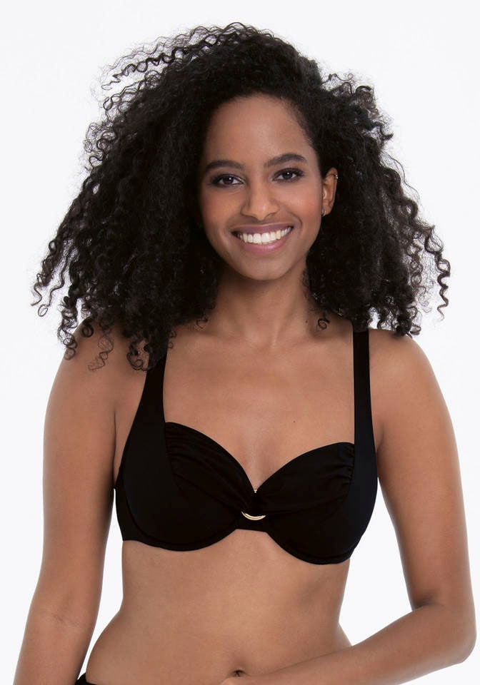 Rosa Faia Bügel-Bandeau-Bikini-Top, mit schöner Raffung und Zierring vorn