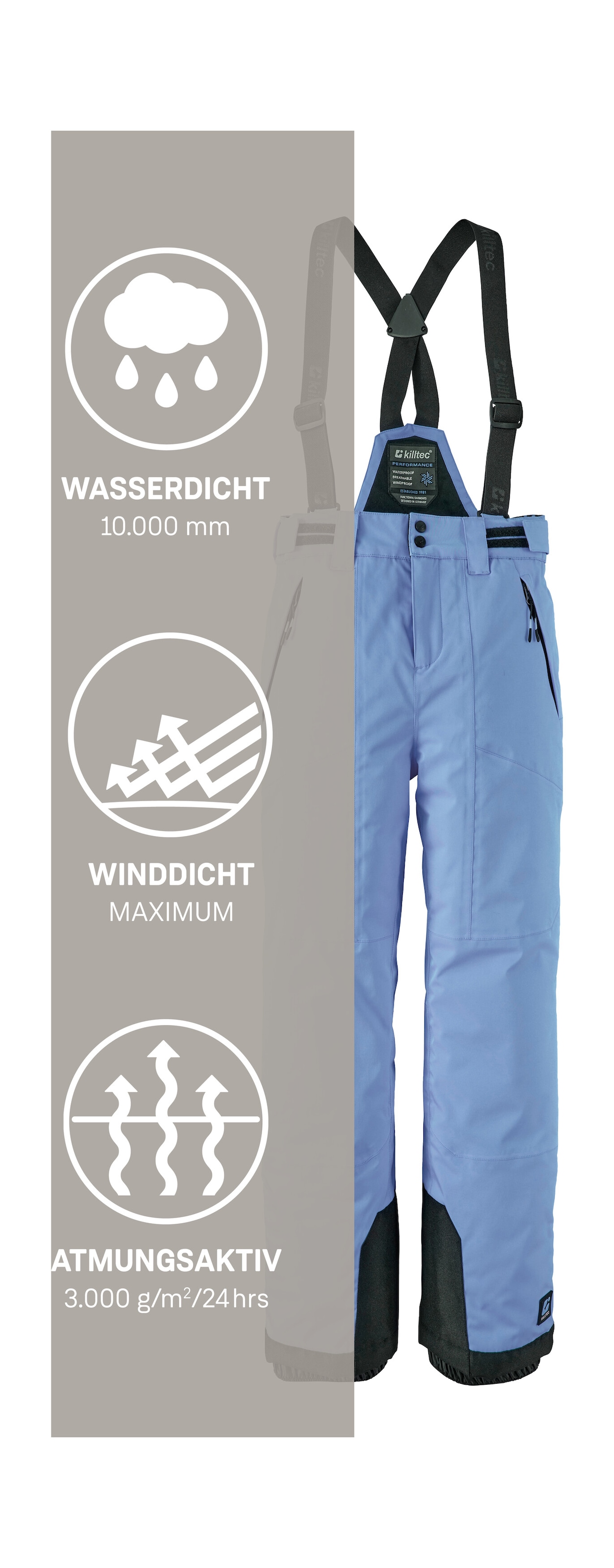 Killtec Pantalon de ski »Girls Skihose 242«  Wasserdicht, atmungsaktiv, abnehmbare Träger, rutschfester Schneefang