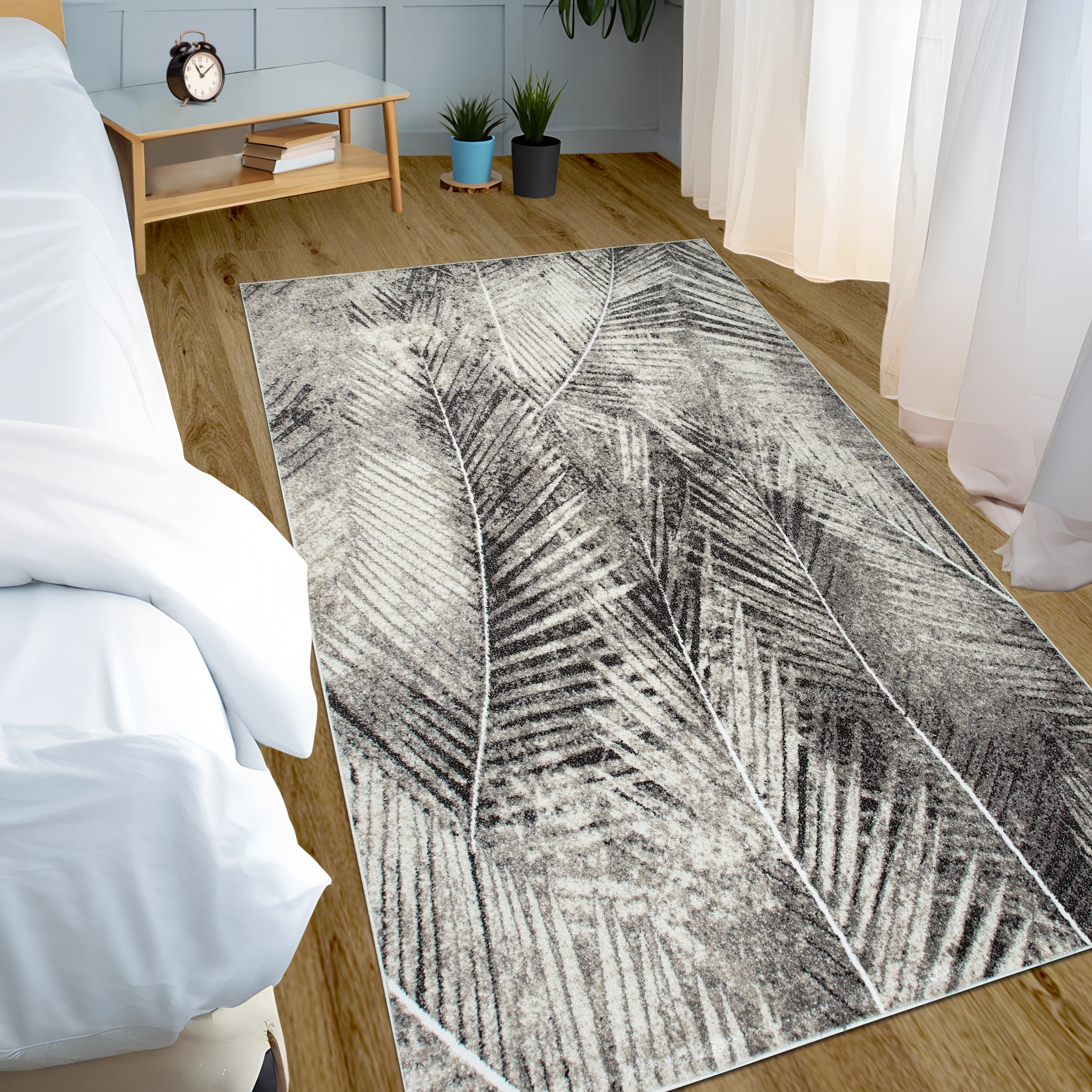 my home Teppich »Kiliv, modernes Blatt Design«, rechteckig, 9 mm Höhe, mit besonders weichem Flor, Kurzflor