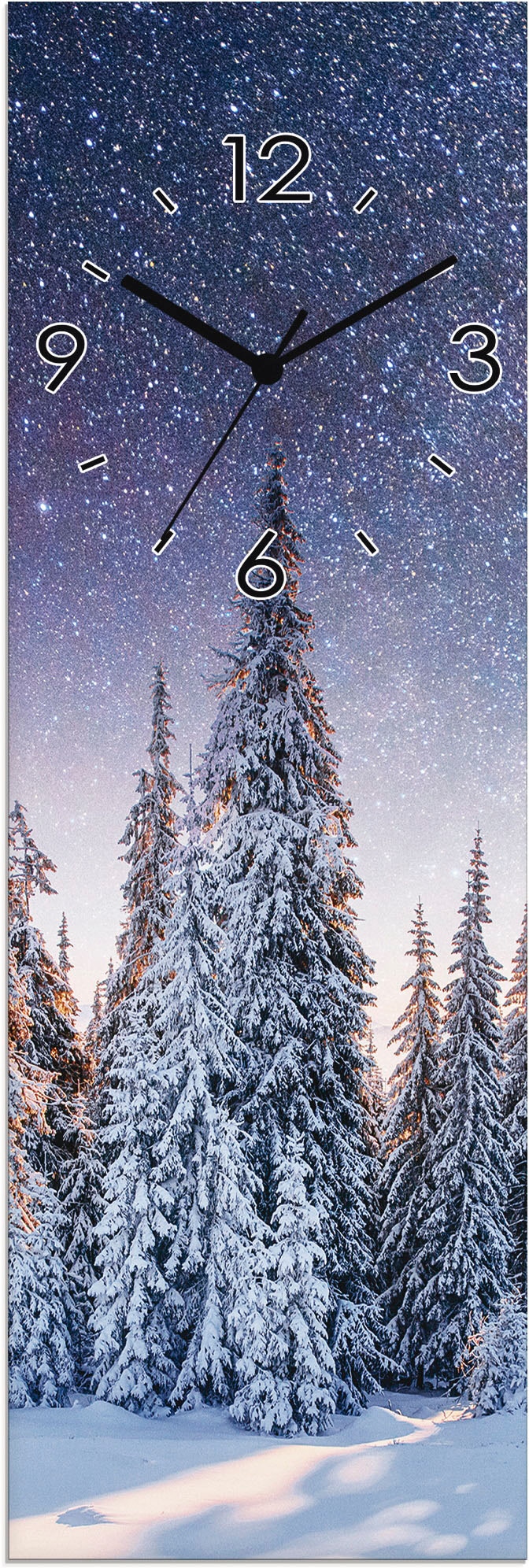 Artland Wanduhr »Glasuhr Tannenwald im Schnee«, wahlweise mit Quarz- oder Funkuhrwerk, lautlos ohne Tickgeräusche