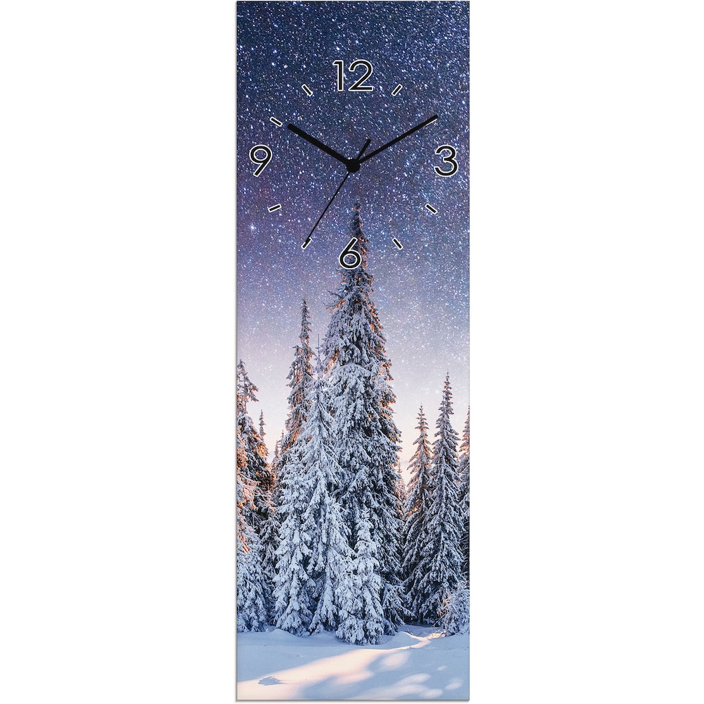 Artland Wanduhr »Glasuhr Tannenwald im Schnee«, wahlweise mit Quarz- oder Funkuhrwerk, lautlos ohne Tickgeräusche