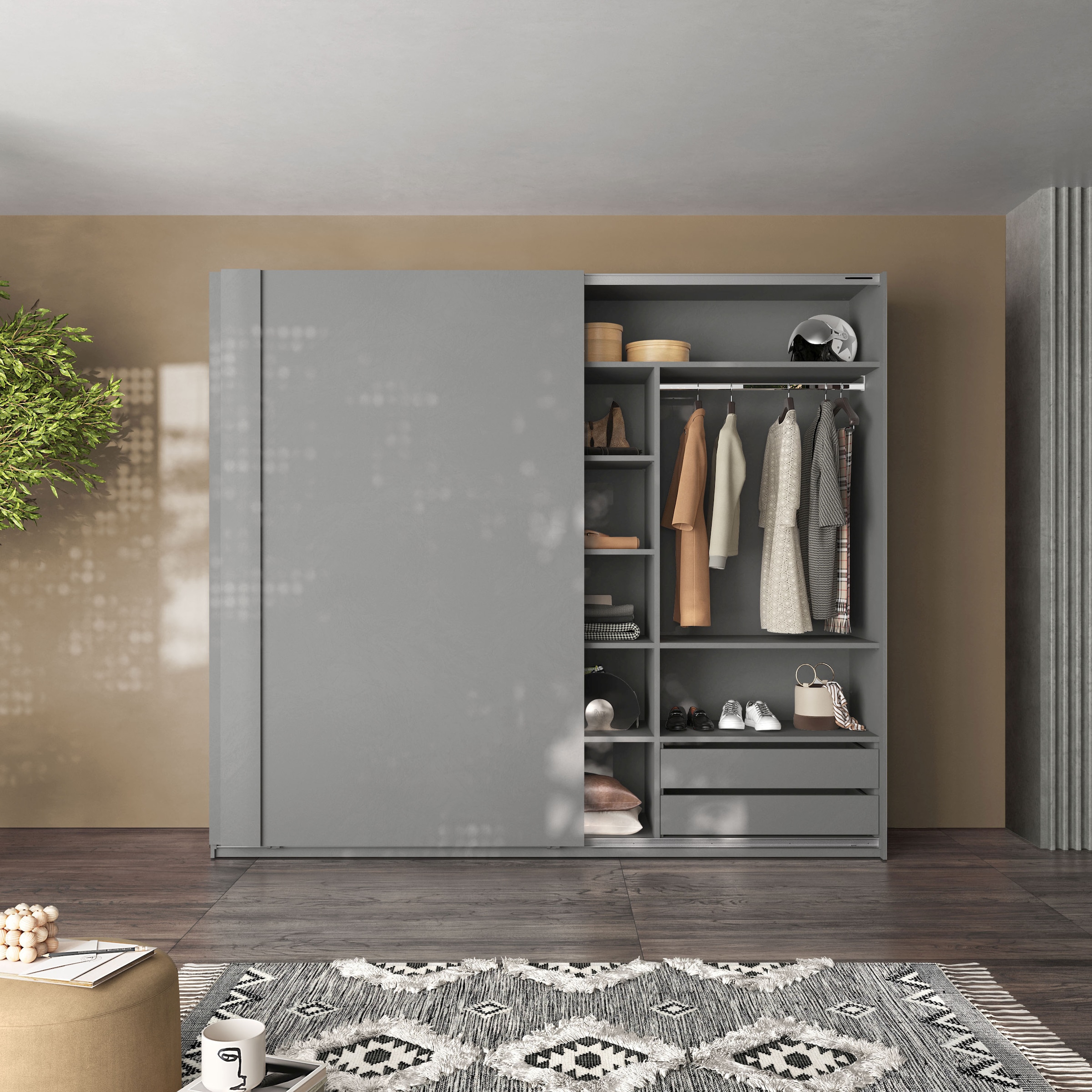 INOSIGN Einlegeboden »Jupiter - Steingrau (1 St.), nur mit Inneneinteilung montierbar« Stabil, Breite 90 cm, passend für Schwebetürenschrank 275x240 cm