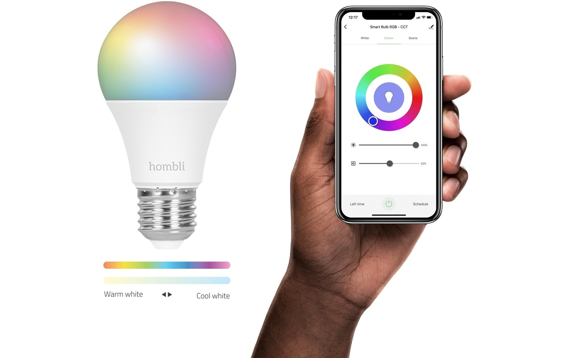 LED-Leuchtmittel »hombli Smart Bulb, E27, 9W, RGB + CCT, 1+1 Pack«, E27, 2 St., Tageslichtweiss-Warmweiss-Neutralweiss-Kaltweiss-Farbwechsler